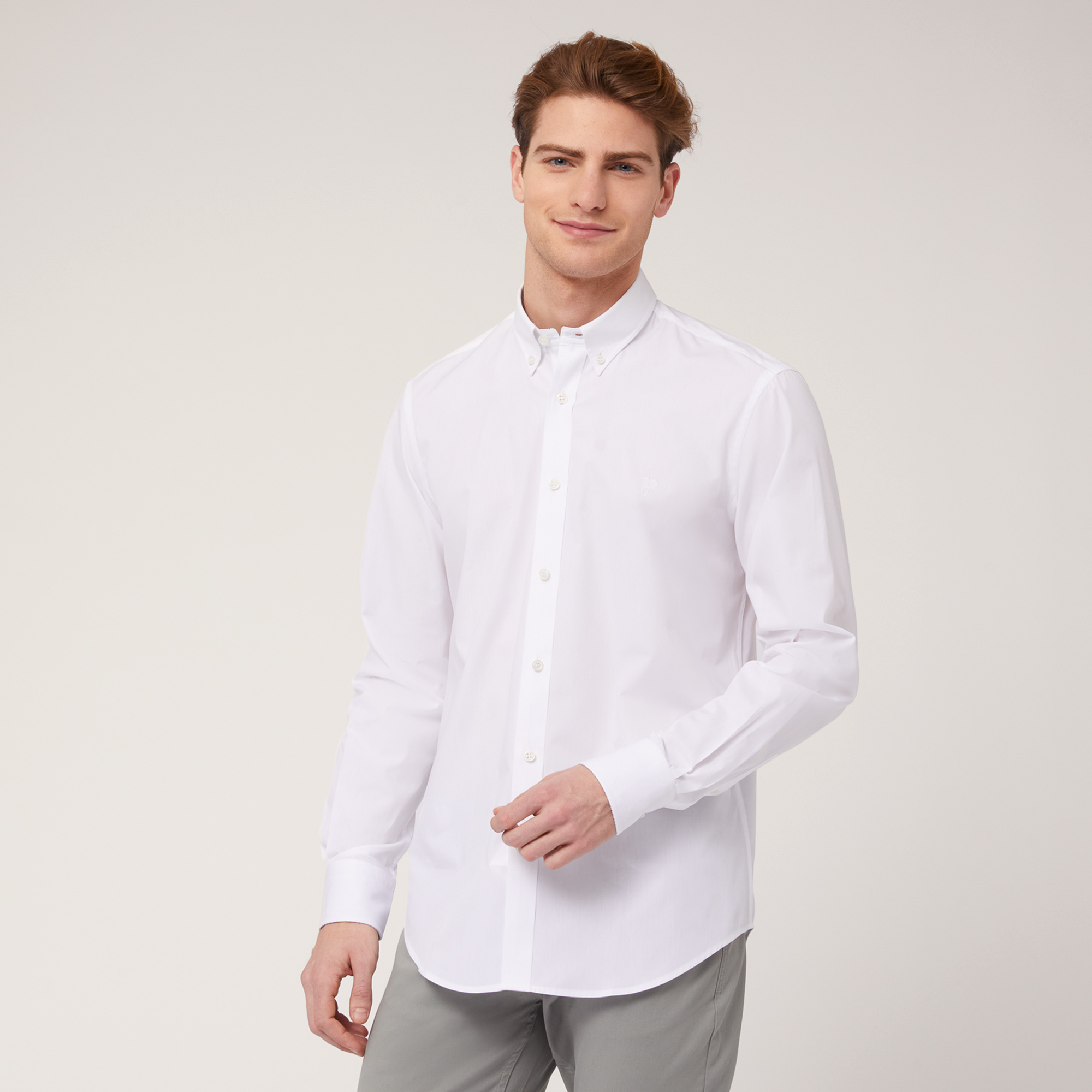 Camicia Interni A Contrasto, Bianco, large