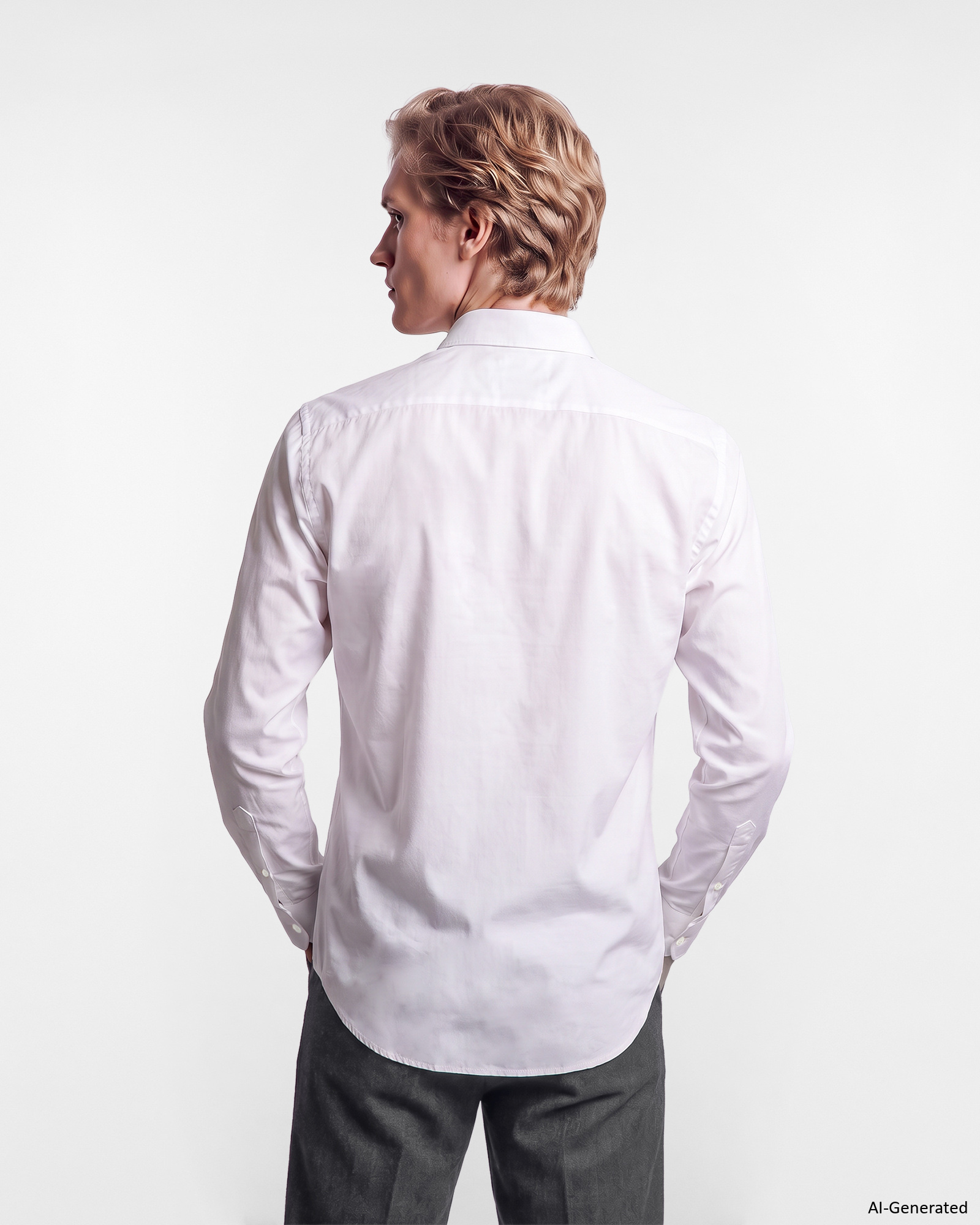 Men's narrow-fit piece-dyed poplin shirt, WHITE, large