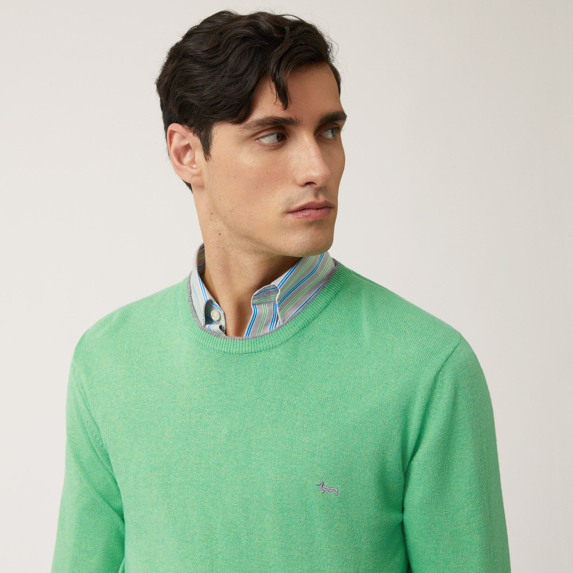 Pull Ras Du Cou En Laine Et Viscose, Vert, large image number 2