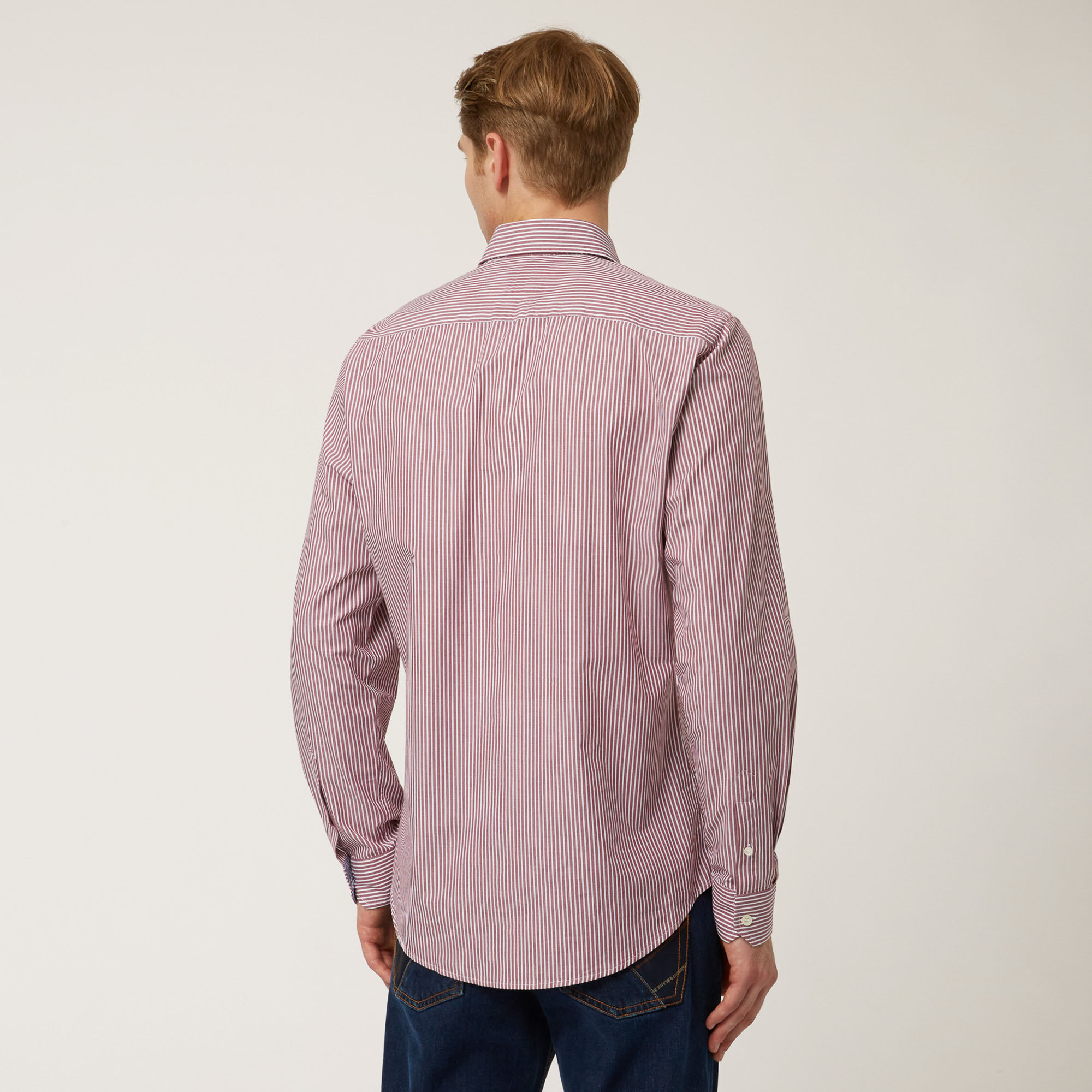 Camisa De Algodón Orgánico Con Microrrayas, Rojo, large image number 1