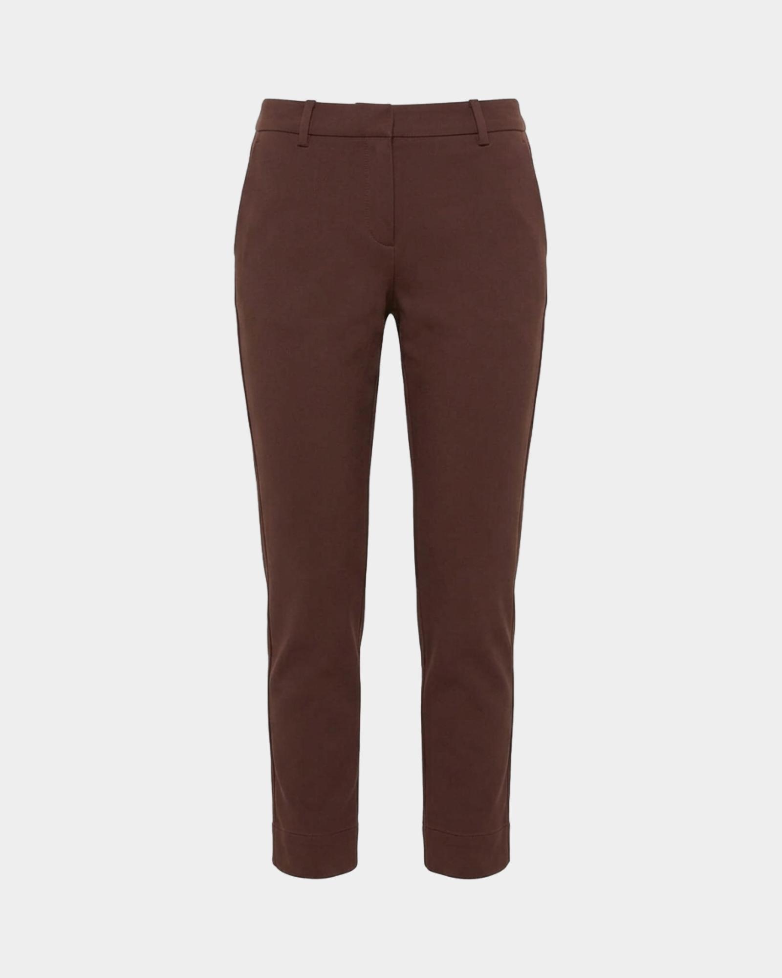 Pantal&oacute;n para mujer en algod&oacute;n el&aacute;stico corte Slim, MARR&Oacute;N, large