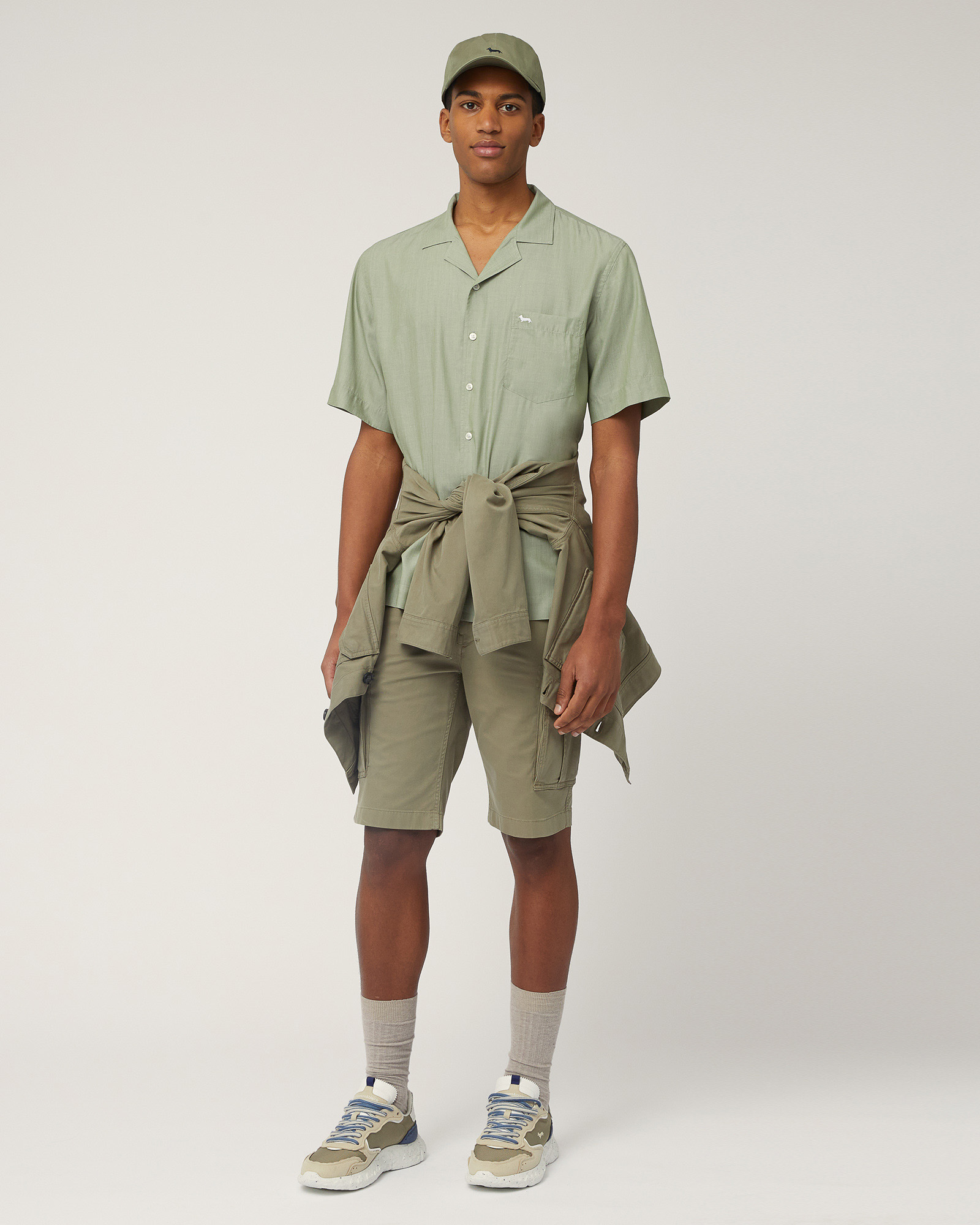 Bowling Shirt with Dachshund, Military Green, large image number 3