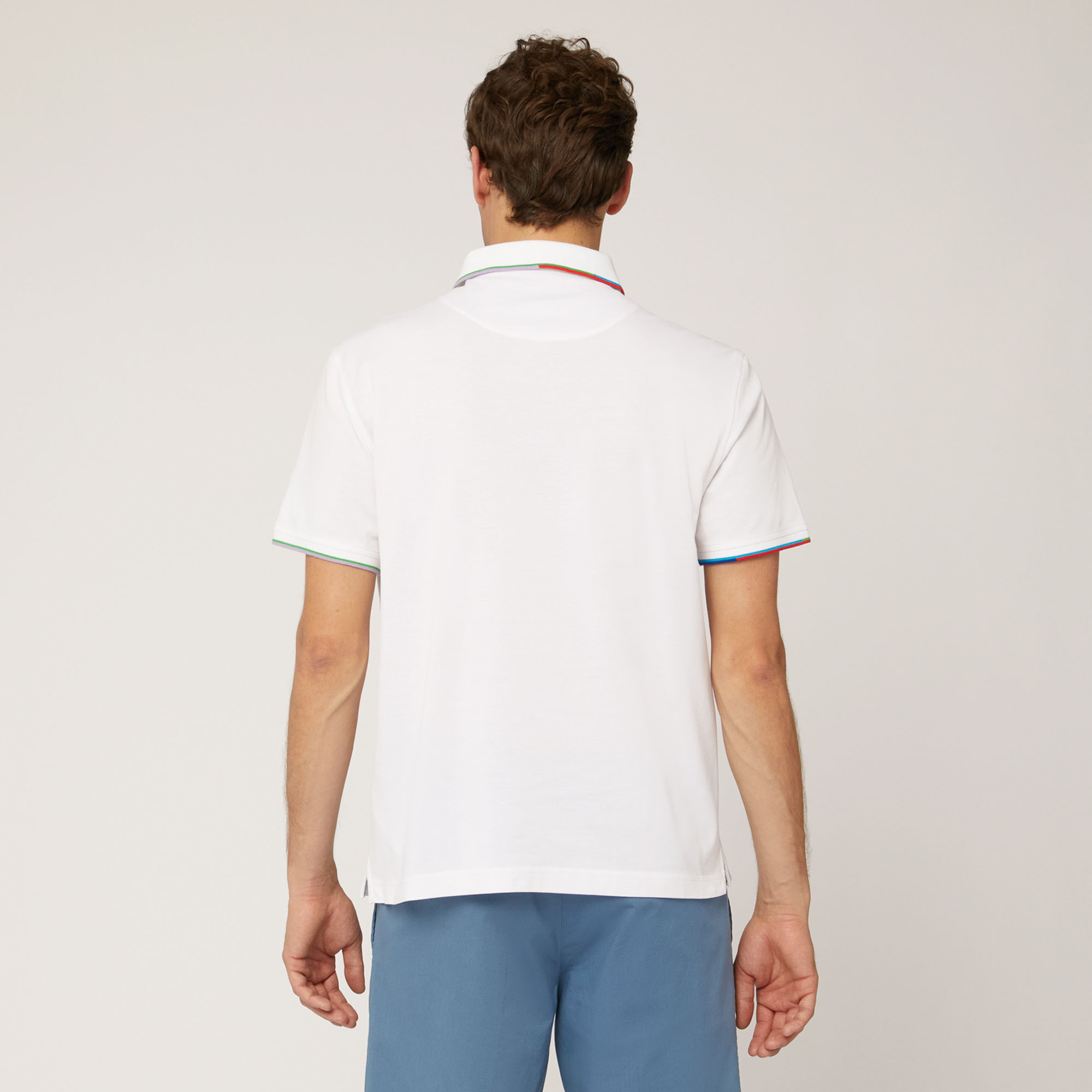 Poloshirt mit mehrfarbigen Details, Weiß, large image number 1