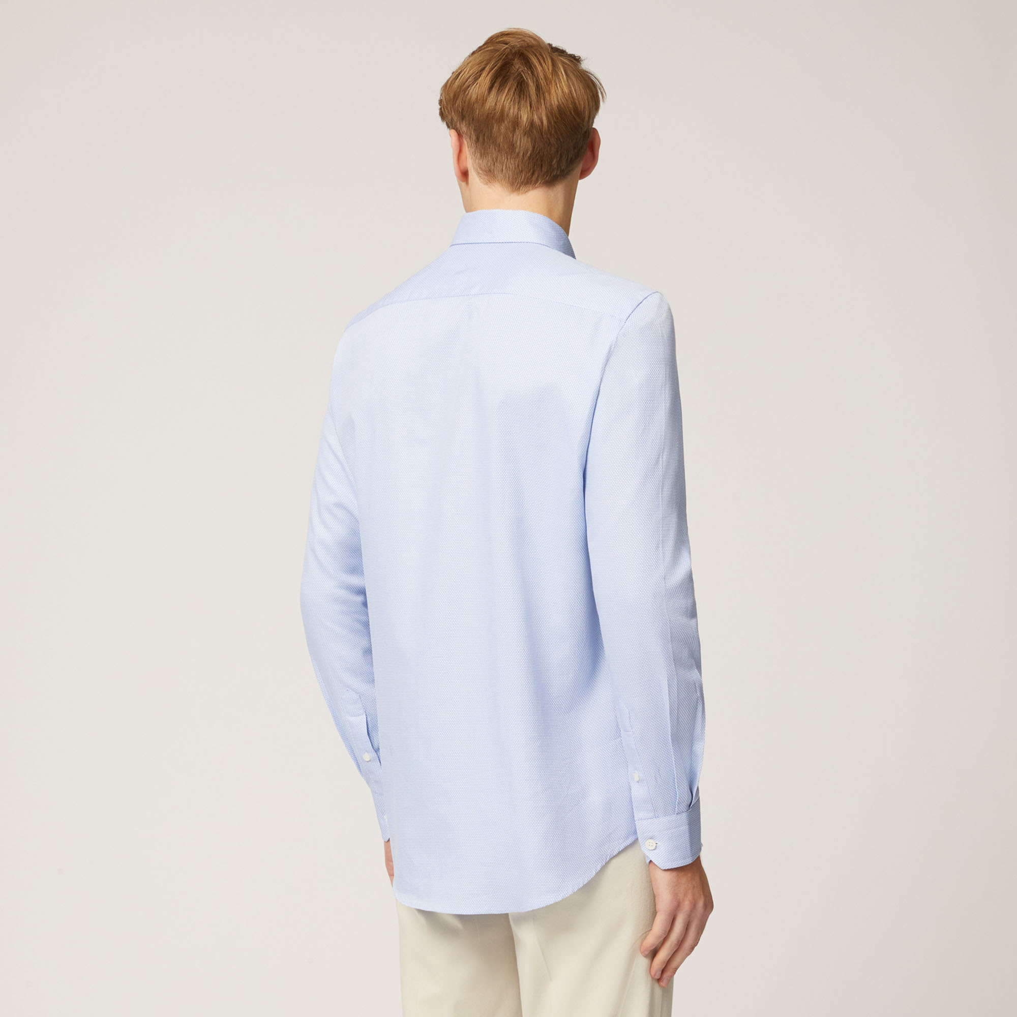 Camicia In Cotone Con Tinta Unita, Dusty Blu, large