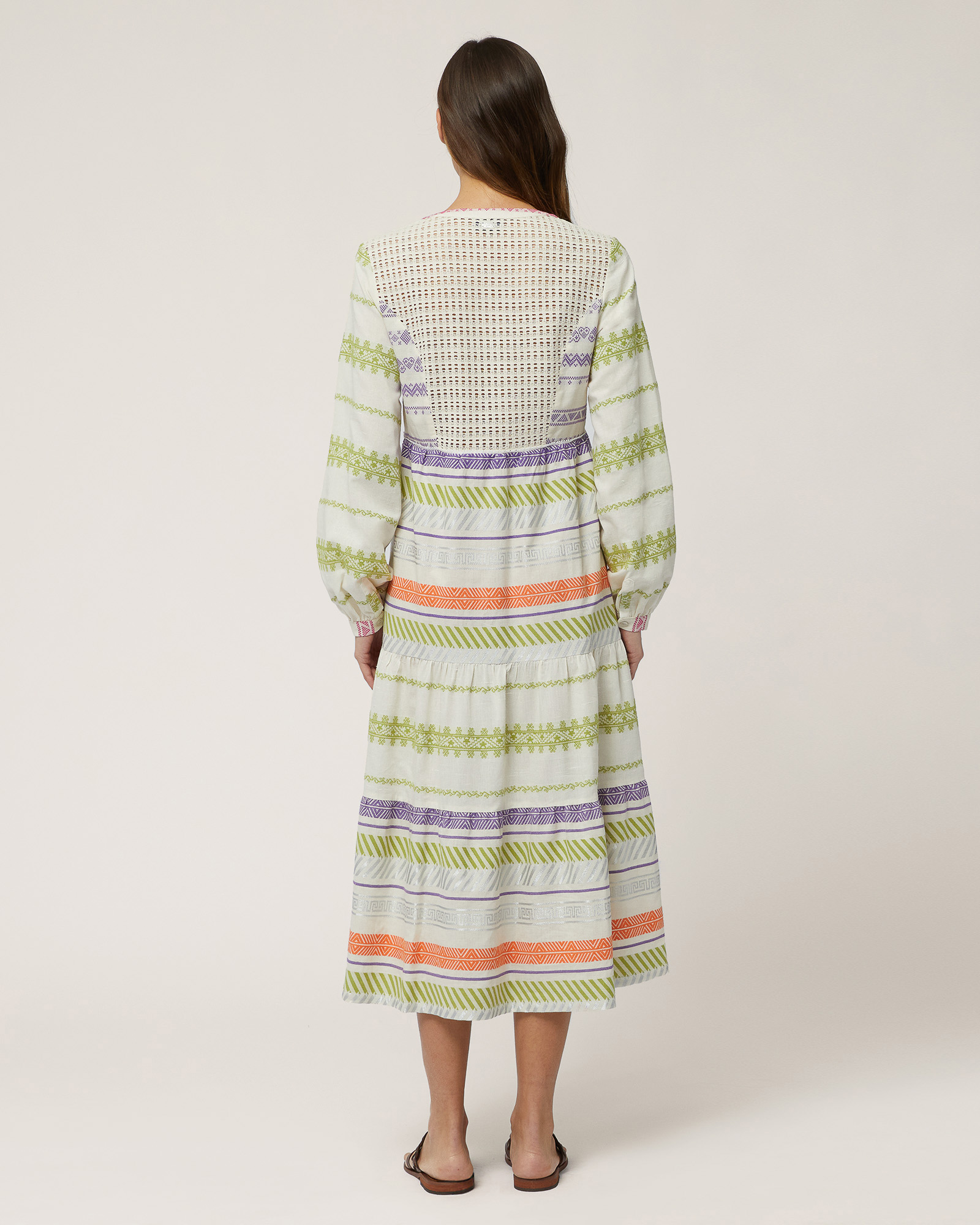 Abito Lungo Con Bande Jacquard