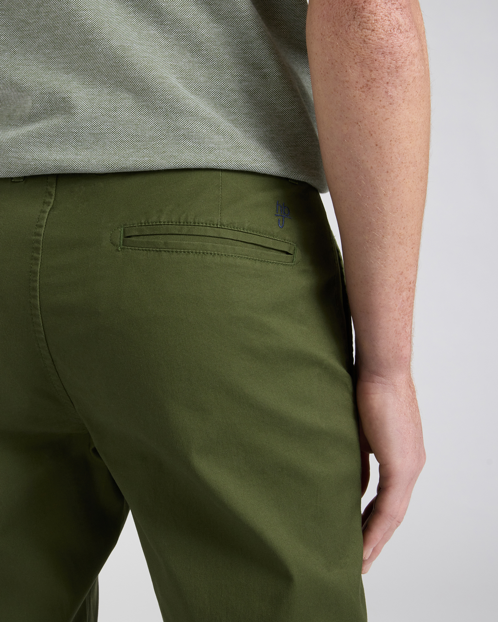 Chino Uomo Narrow in Tessuto Dobby, Verde militare, large image number 2