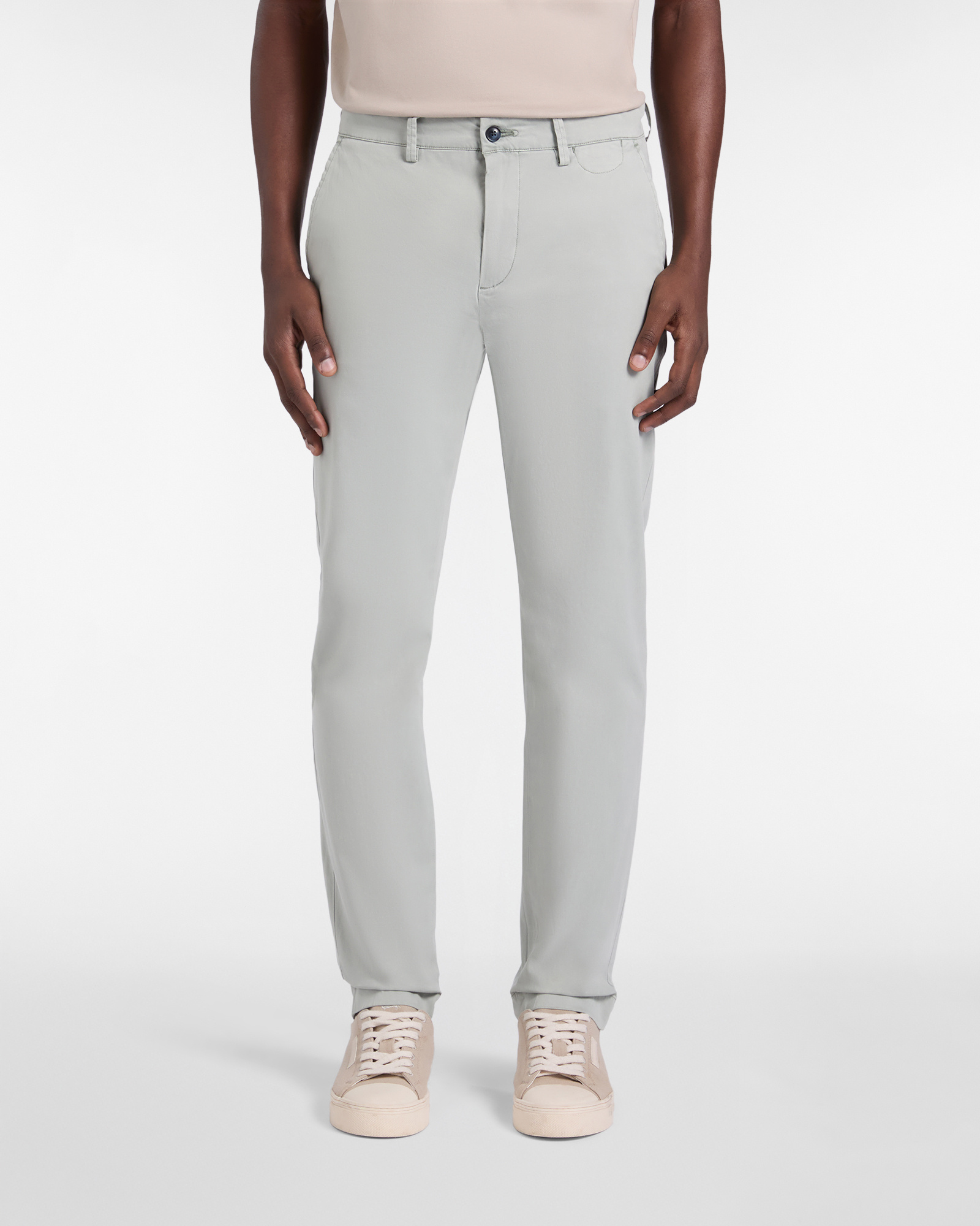 Semi-tailored chino pants, Green, large