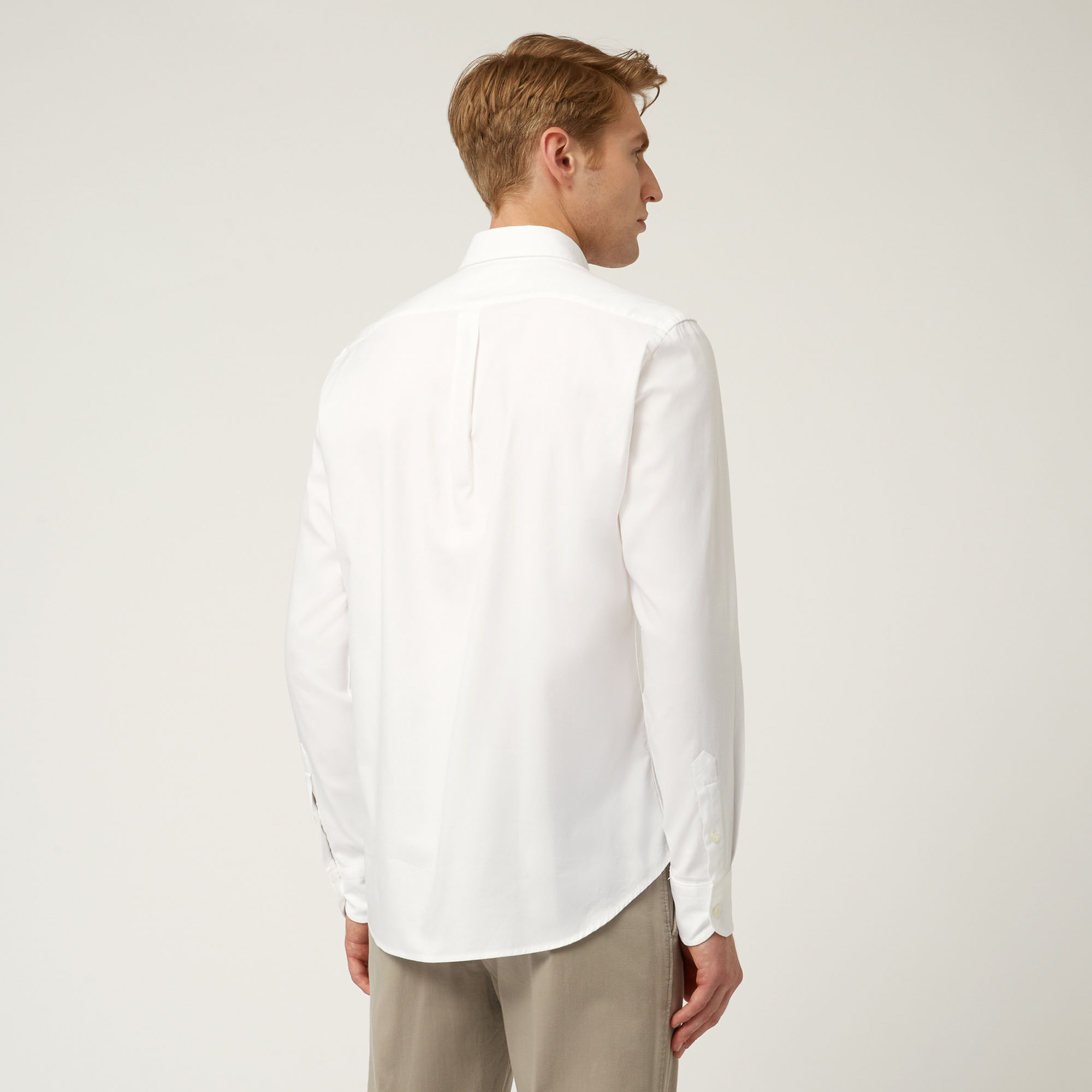 Essentials shirt in plain-coloured cotton, White, large image number 1