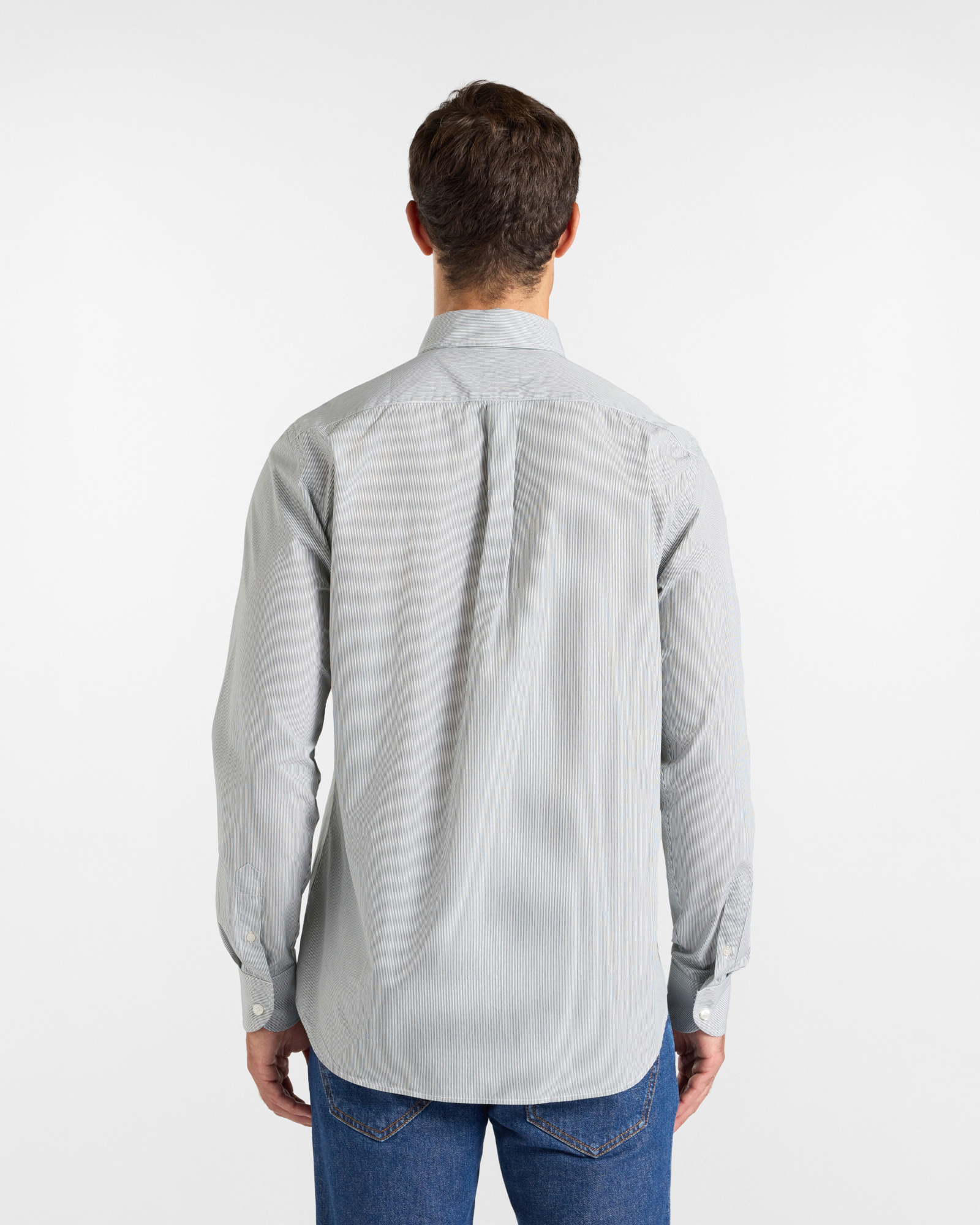 Men's regular-fit  yarn-dyed shirt with micro-stripe, BOTTLE GREEN, large image number 2