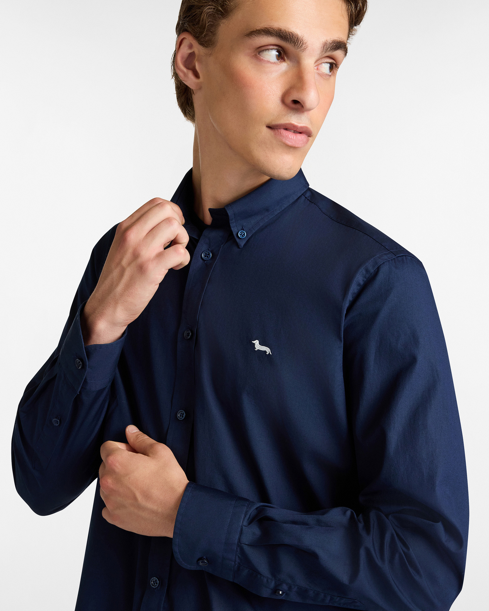Essentials shirt in plain-coloured cotton, Light Blue, large image number 2