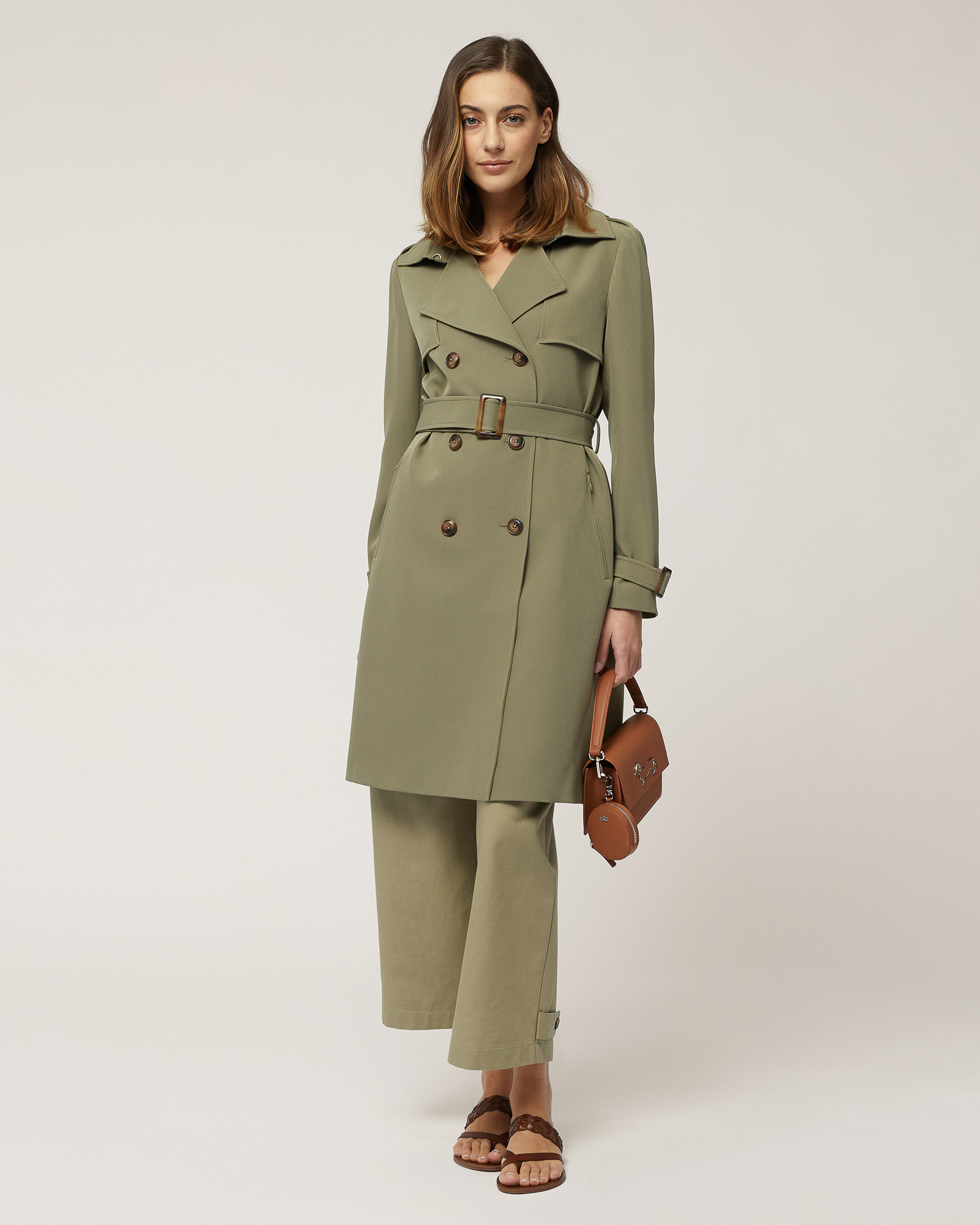 Trench-coat Croisé Avec Ceinture, Vert militaire, large image number 3