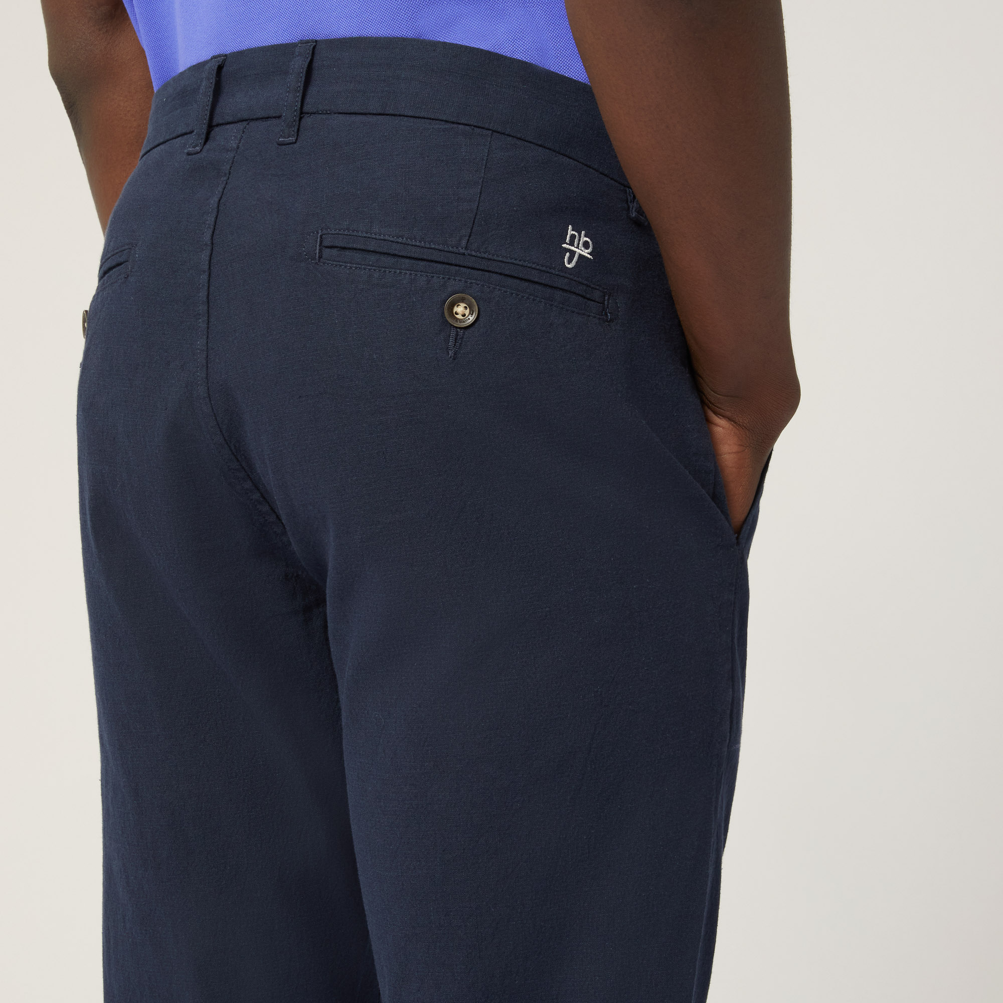Pantaloni Chino Cotone E Lino, Light Blue, large image number 2