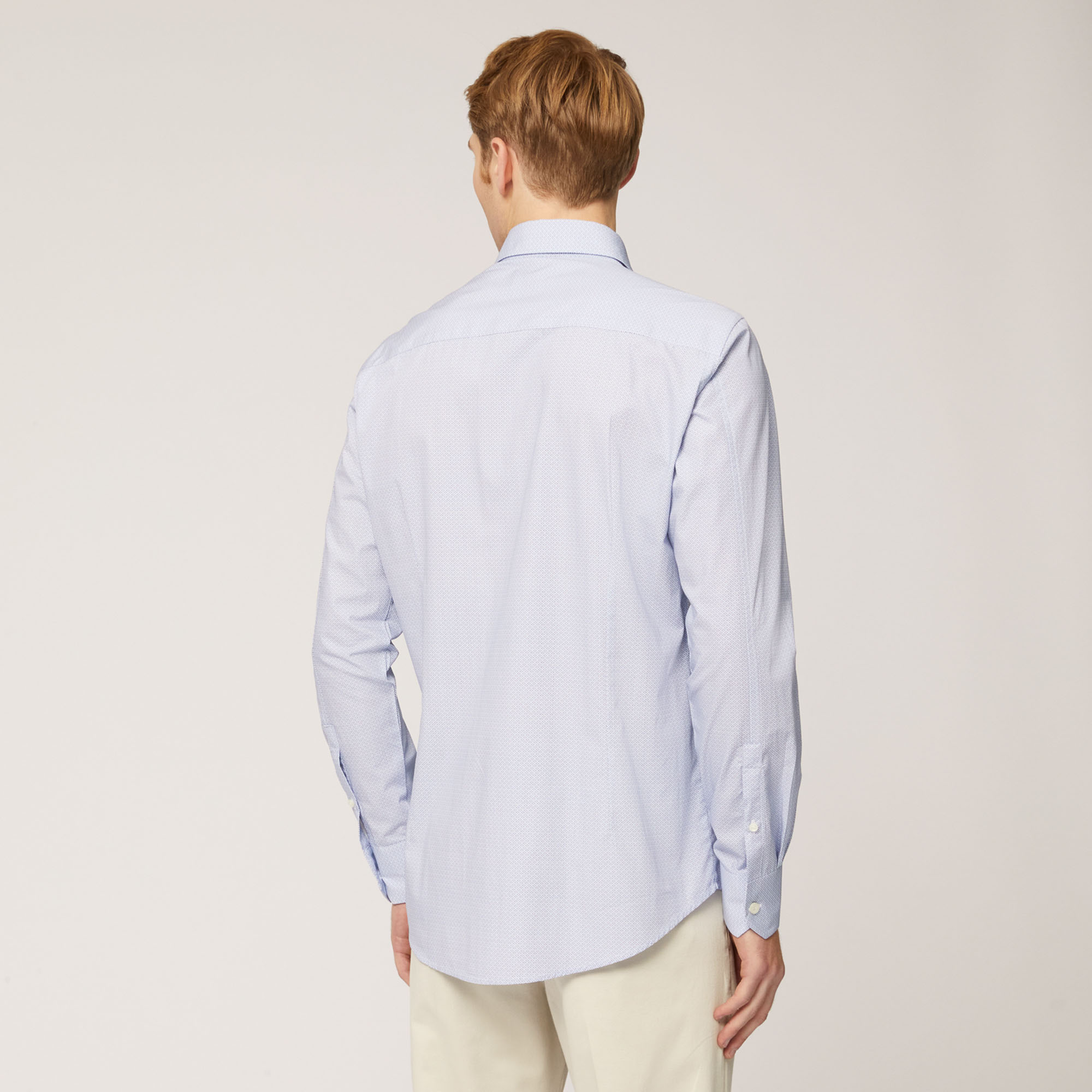 Camicia Hbj In Cotone Con Fantasia All-Over, Dusty Blu, large image number 1