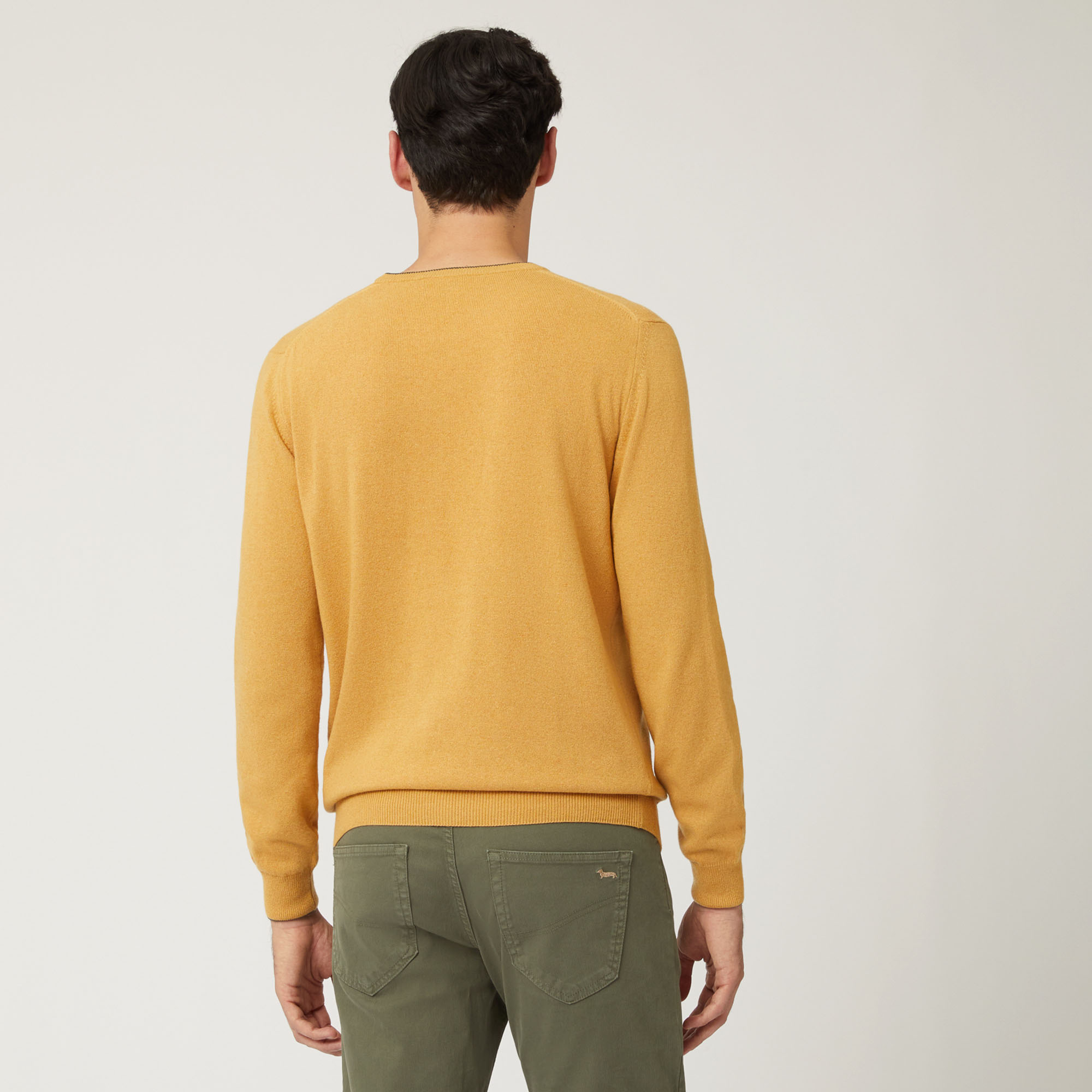 Wool And Viscose Crew-Neck Pullover, Gold, large image number 1