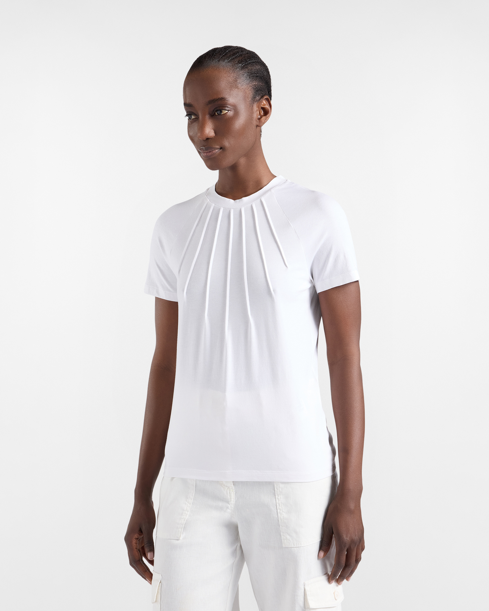Women's T-shirt with pleats on the front
