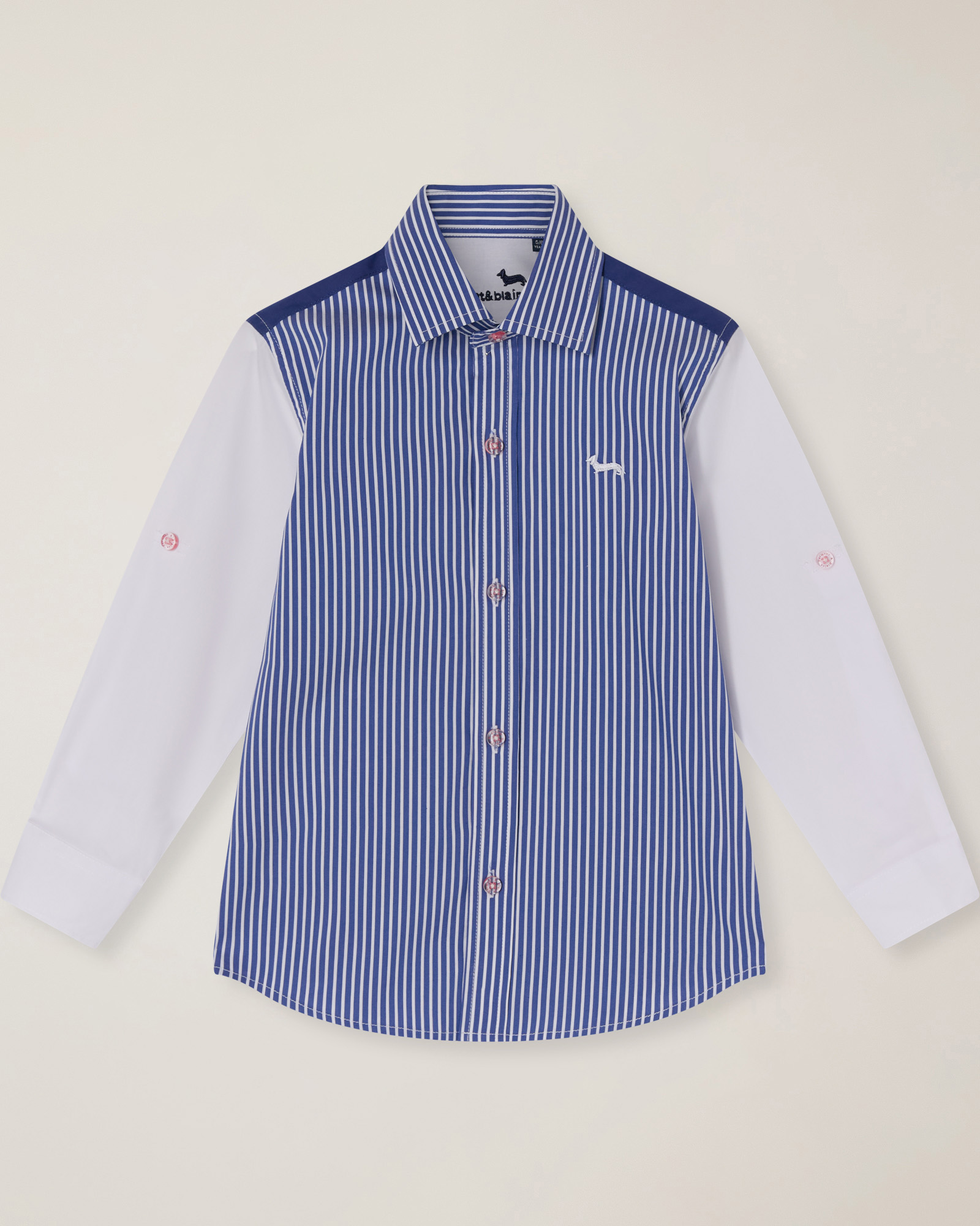 Striped shirt with contrasting sleeves, White, large image number 0