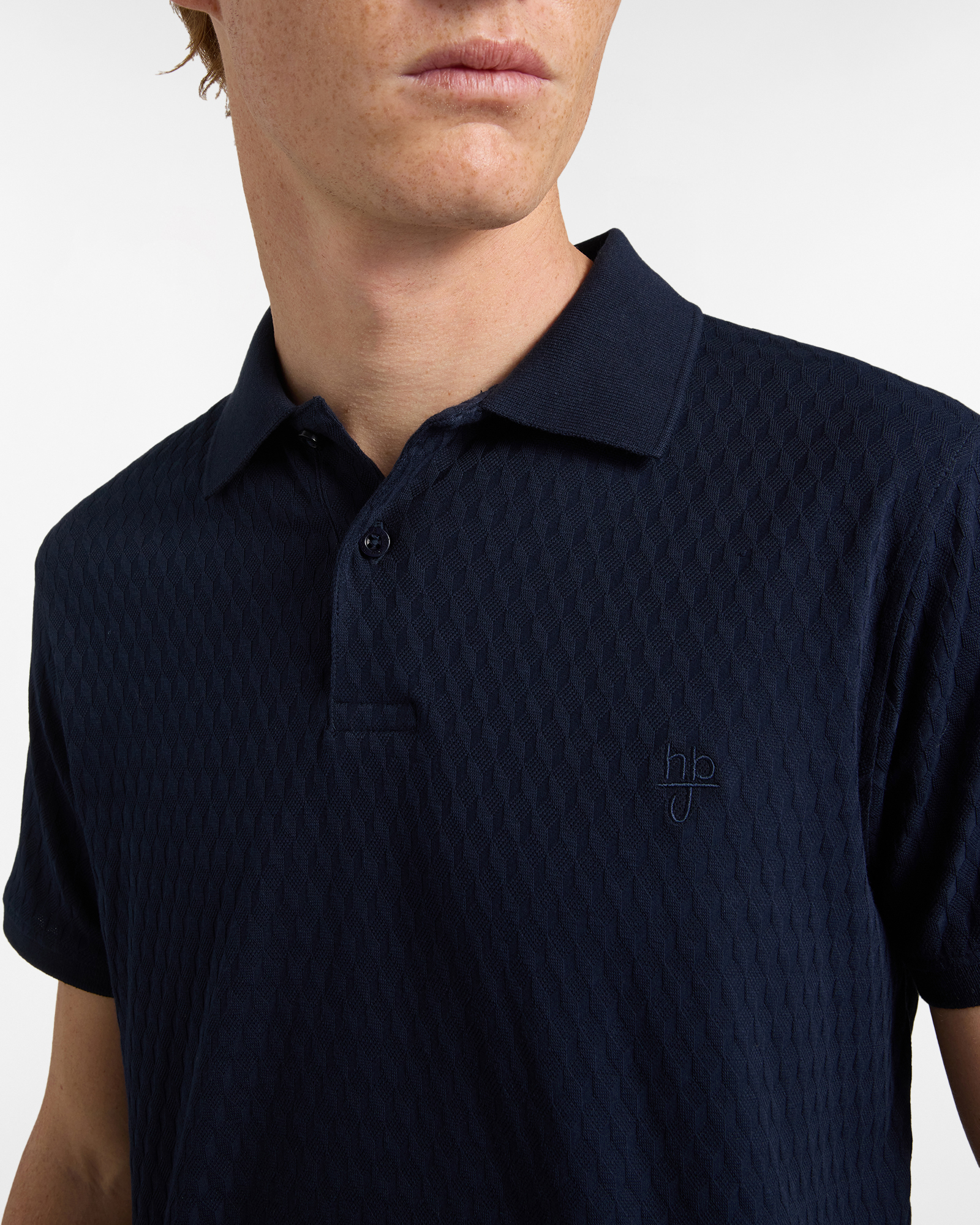 Polo uomo slim fit motivo jaquard, Blu scuro, large image number 2