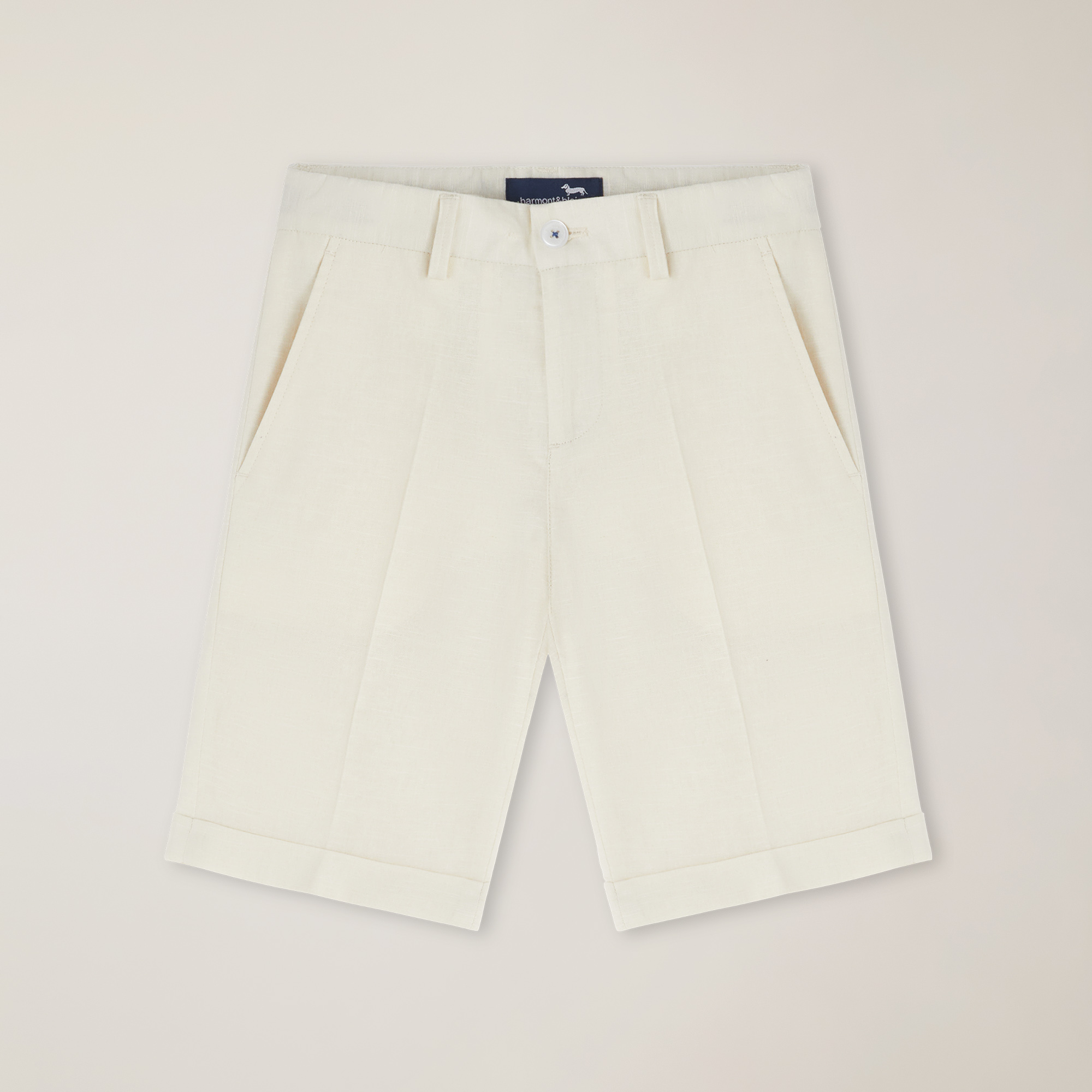 Linen-blend slash pocket Bermuda shorts