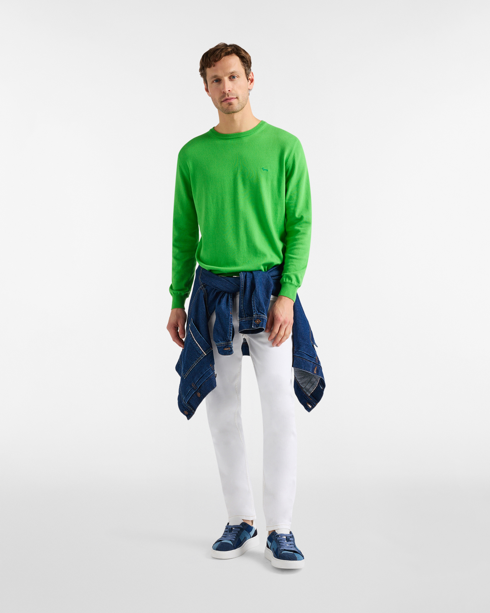 Pullover girocollo in cotone, Verde, large image number 3