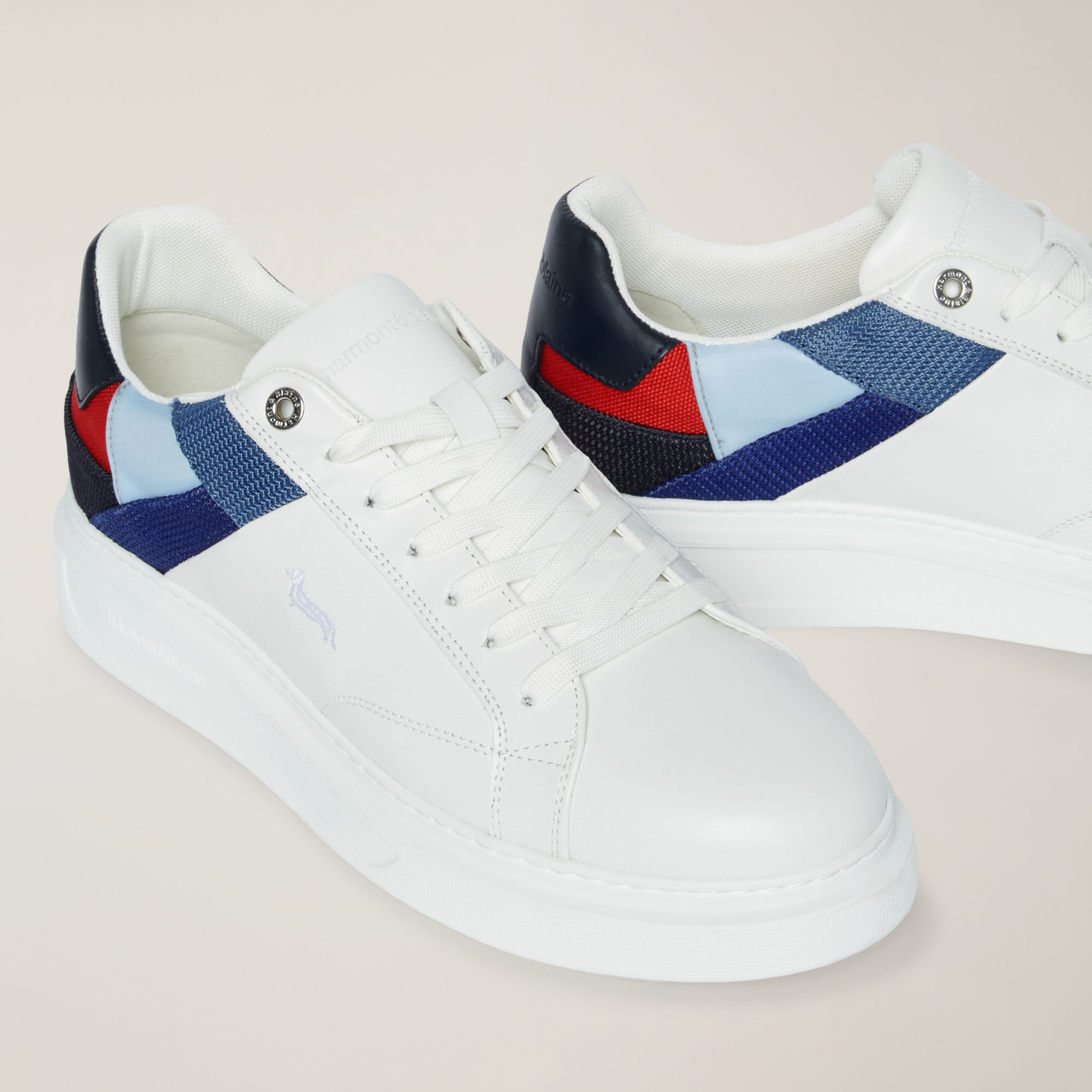 Sneaker with Patchwork Inserts, White/Multicolor, large image number 3