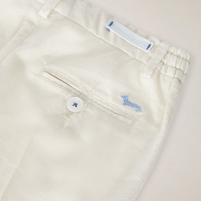Linen-blend slash pocket pants, Milk White, large image number 2