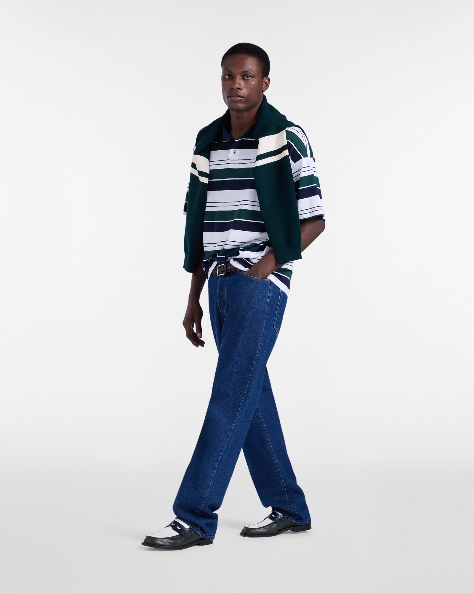 Camisa de polo de maxi rayas, ajuste relajado., Blanco, large image number 3