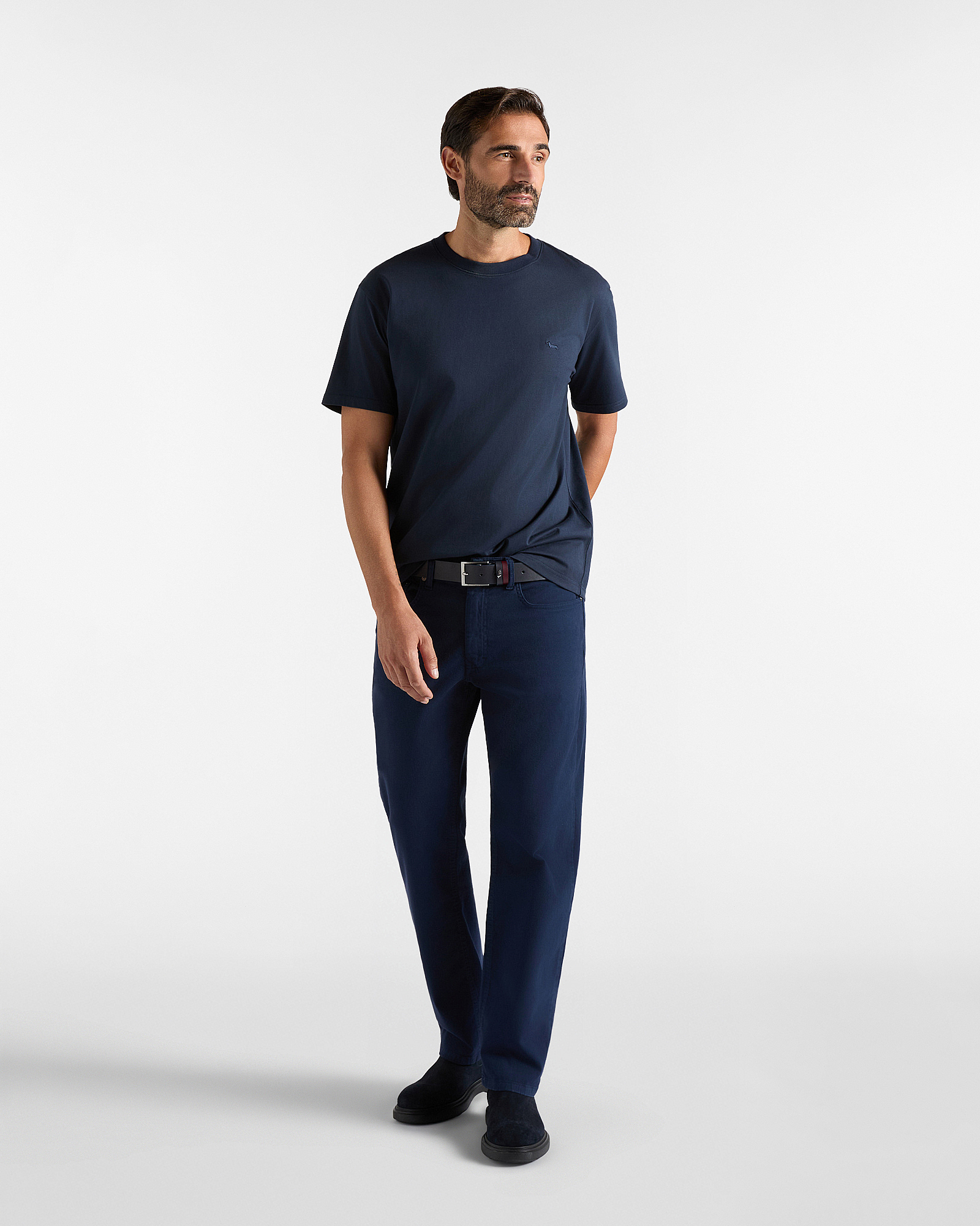 Men's relaxed-fit T-shirt in 100% pure cotton, NAVY BLUE, large image number 3