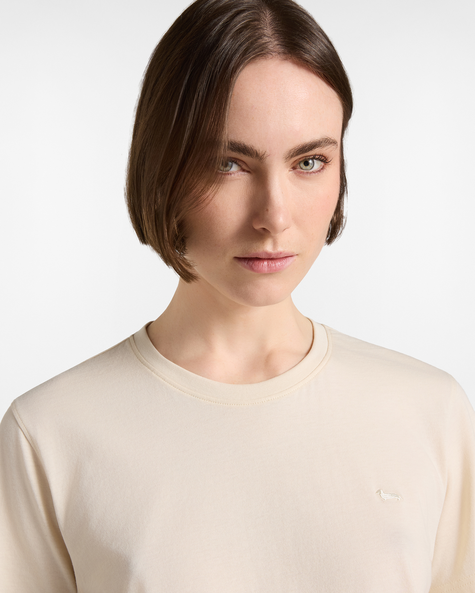 Women's  100% pure cotton round neck T-shirt, TAUPE, large image number 2