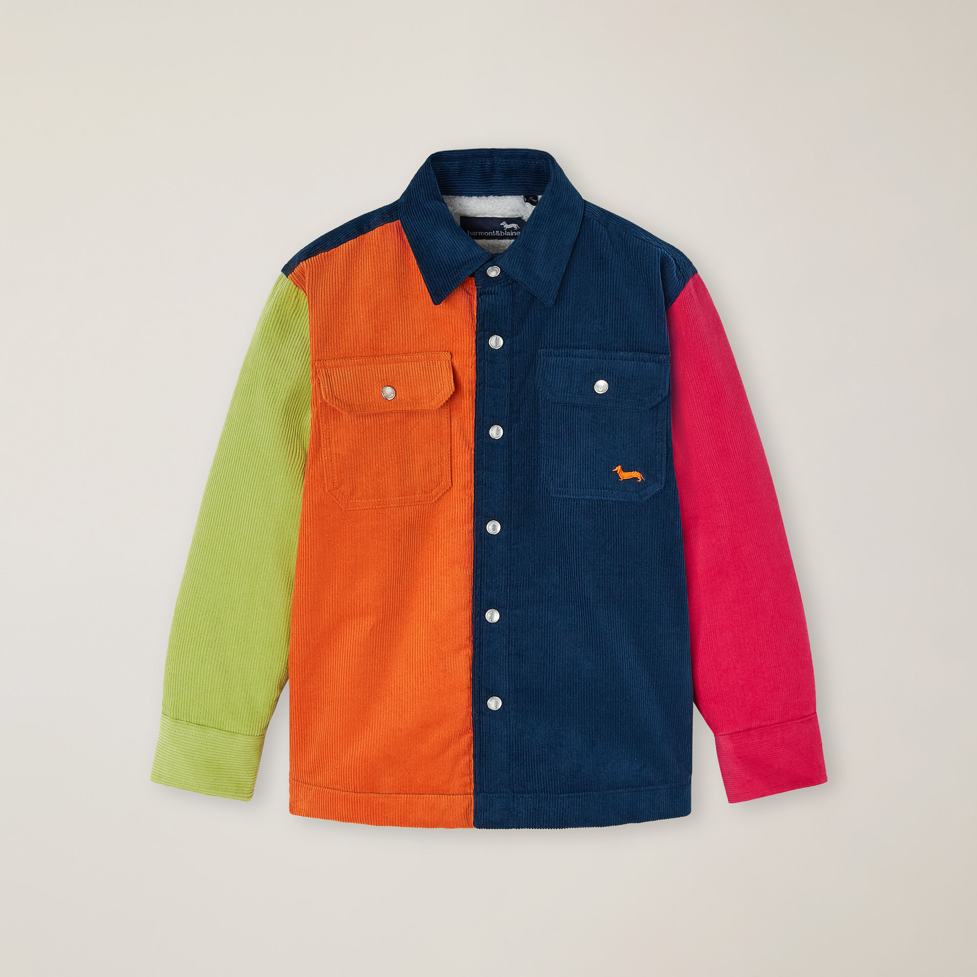 Multicolor velvet overshirt, Multicolor, large image number 0