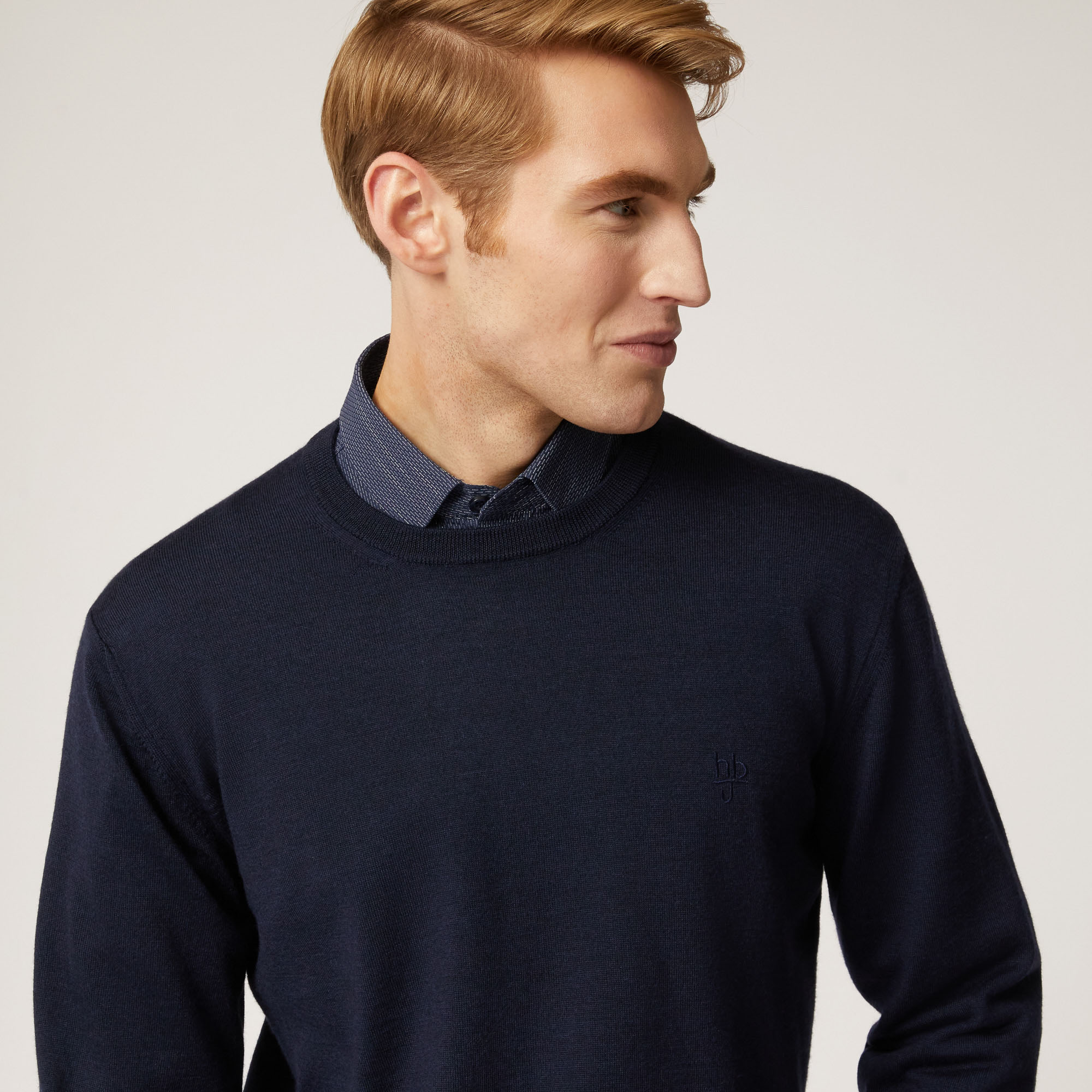 Pullover Girocollo Hbj, Blu Scuro, large image number 2