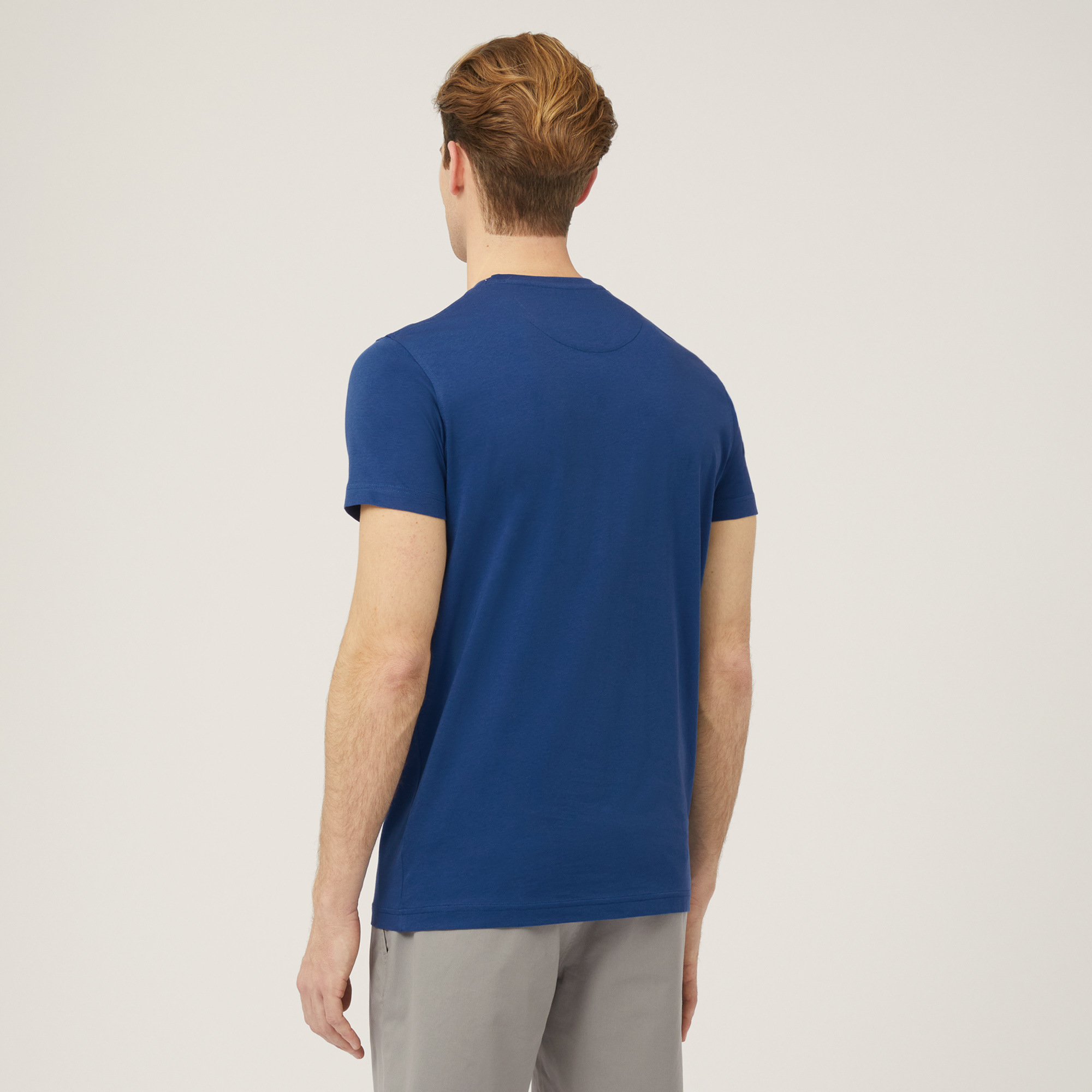 T-Shirt Monogramma A Contrasto, Blu, large image number 1
