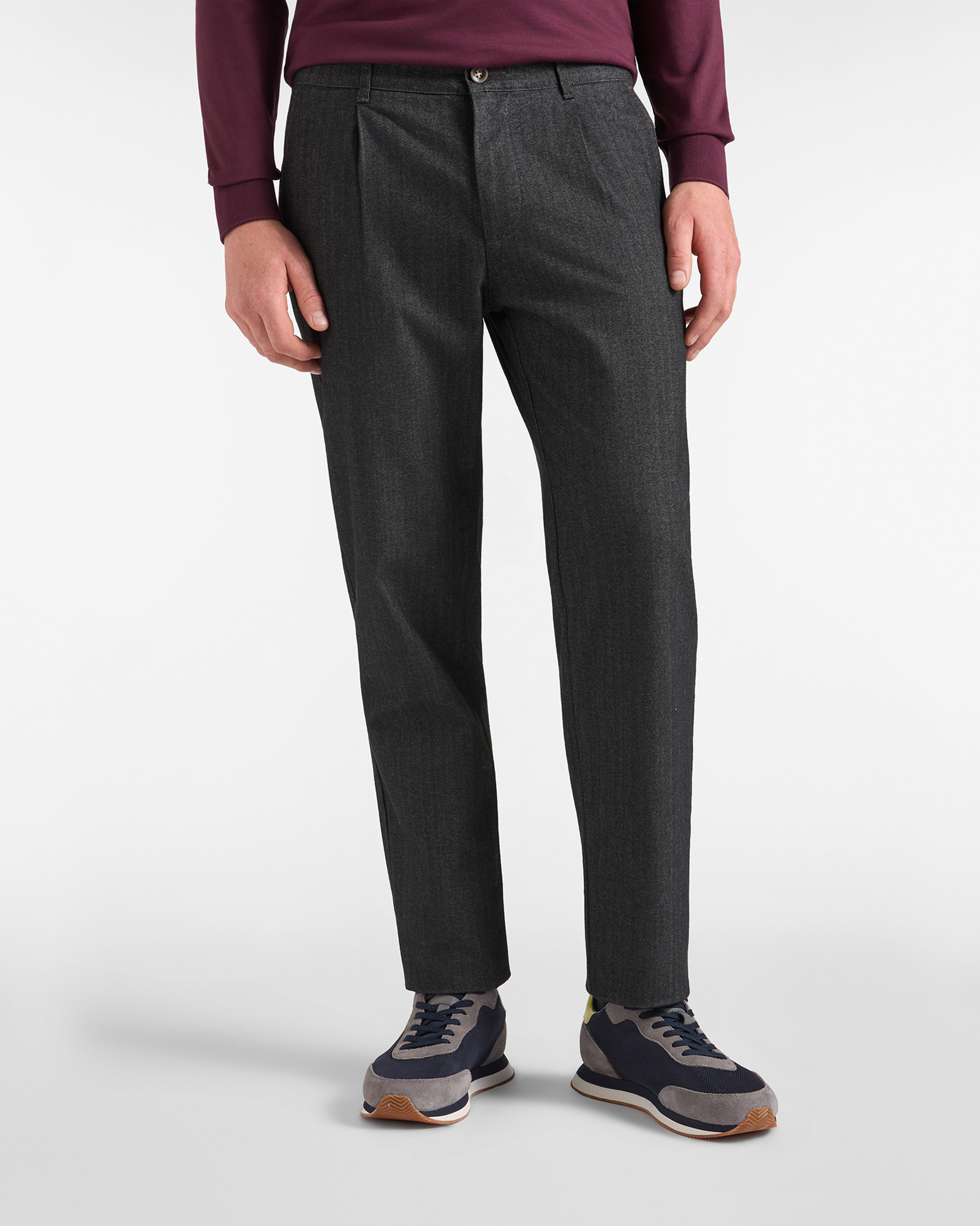 Pantalone Chino HBJ Uomo D-Fit con Pinces in Cotone Stretch Grigio