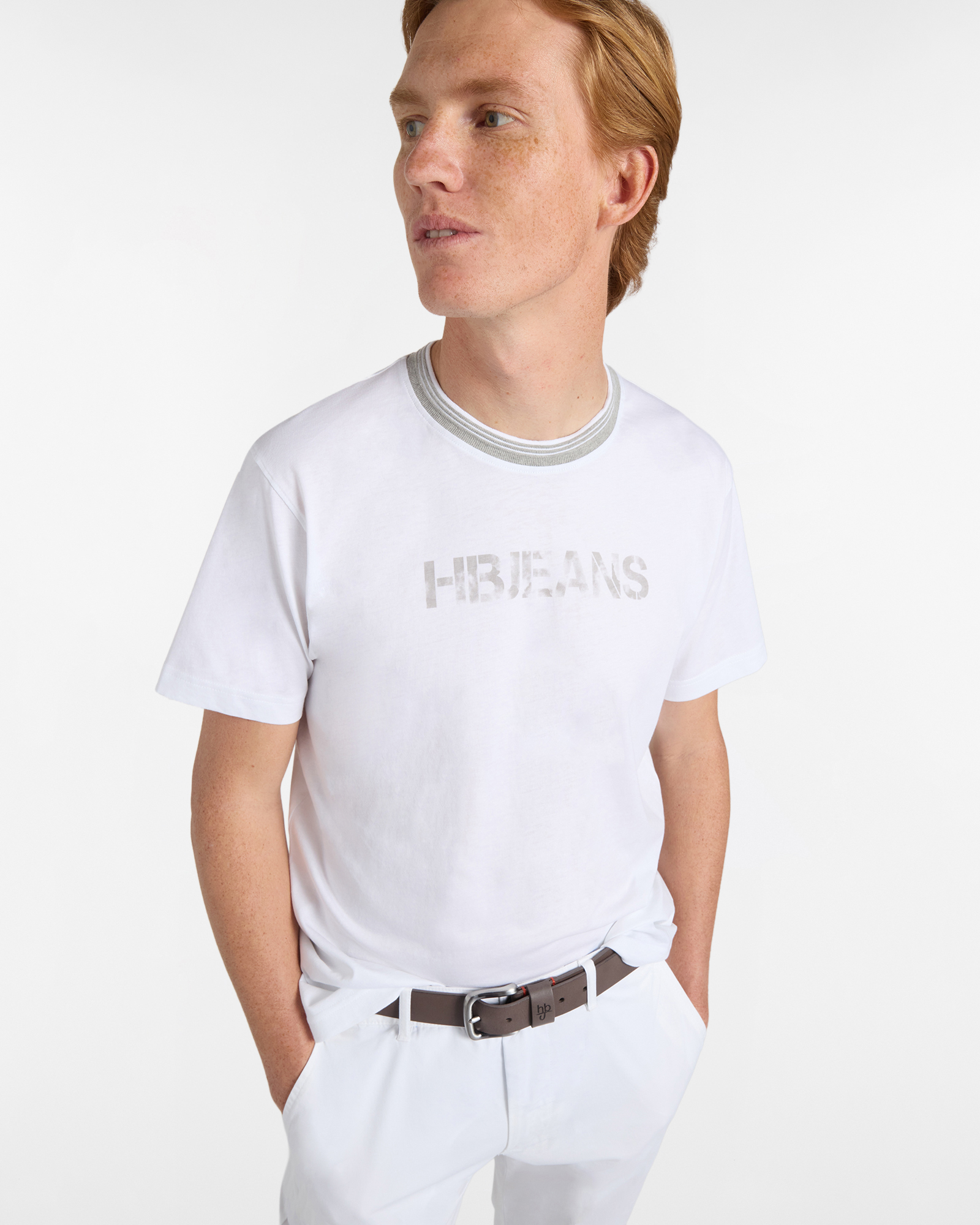 T‑shirt Uomo in Cotone con Stampa Frontale, Bianco, large image number 2