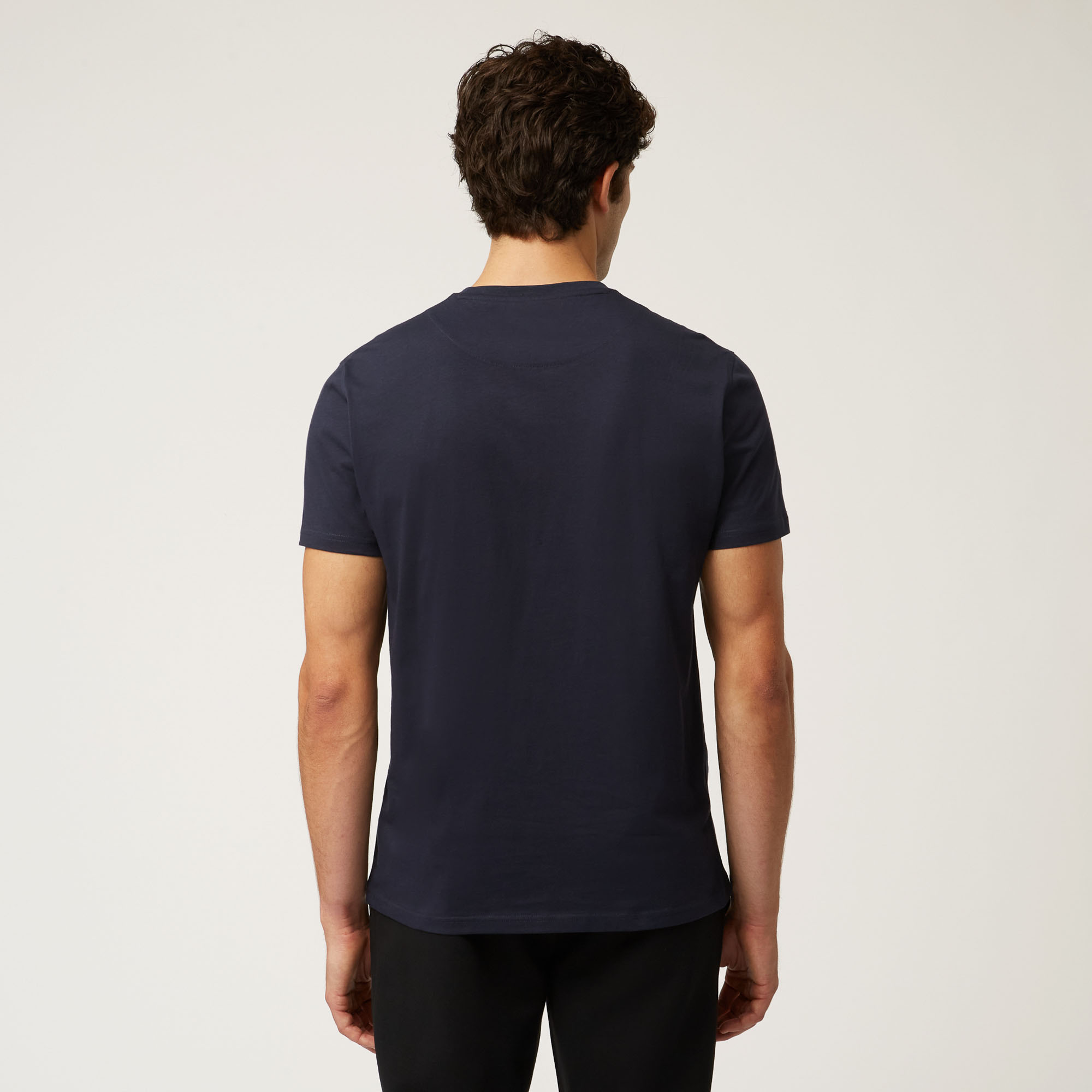 T-Shirt In Cotone Con Stampa Bassotto, Blu Navy, large image number 1