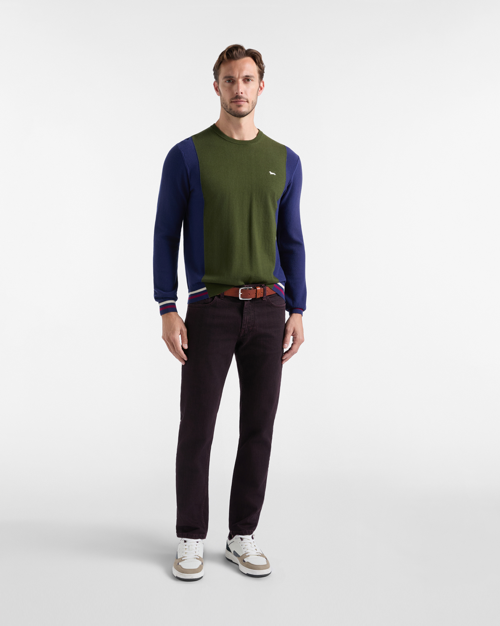 Jersey Hombre en mezcla de lana y algod&oacute;n Regular Fit Made in Italy, VERDE DEPORTIVO, large