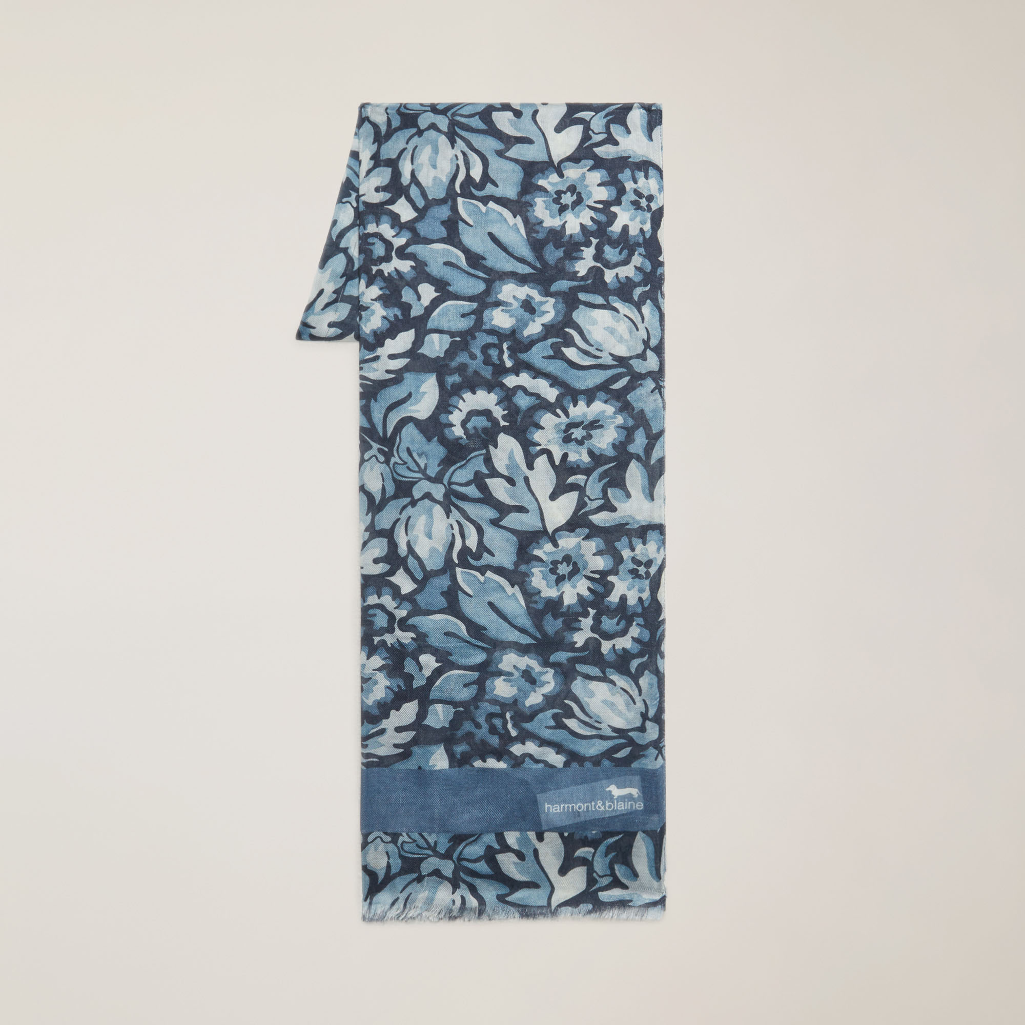 Pañuelo con estampado de flores, Azul, large