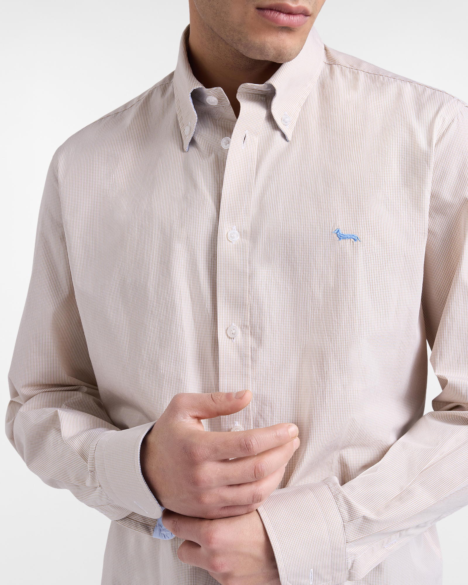 Camisas de microcuadros de corte regular., Beige, large image number 2