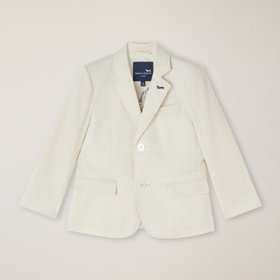 Linen-blend jacket with Dachshund pin, Milk White, large image number 0