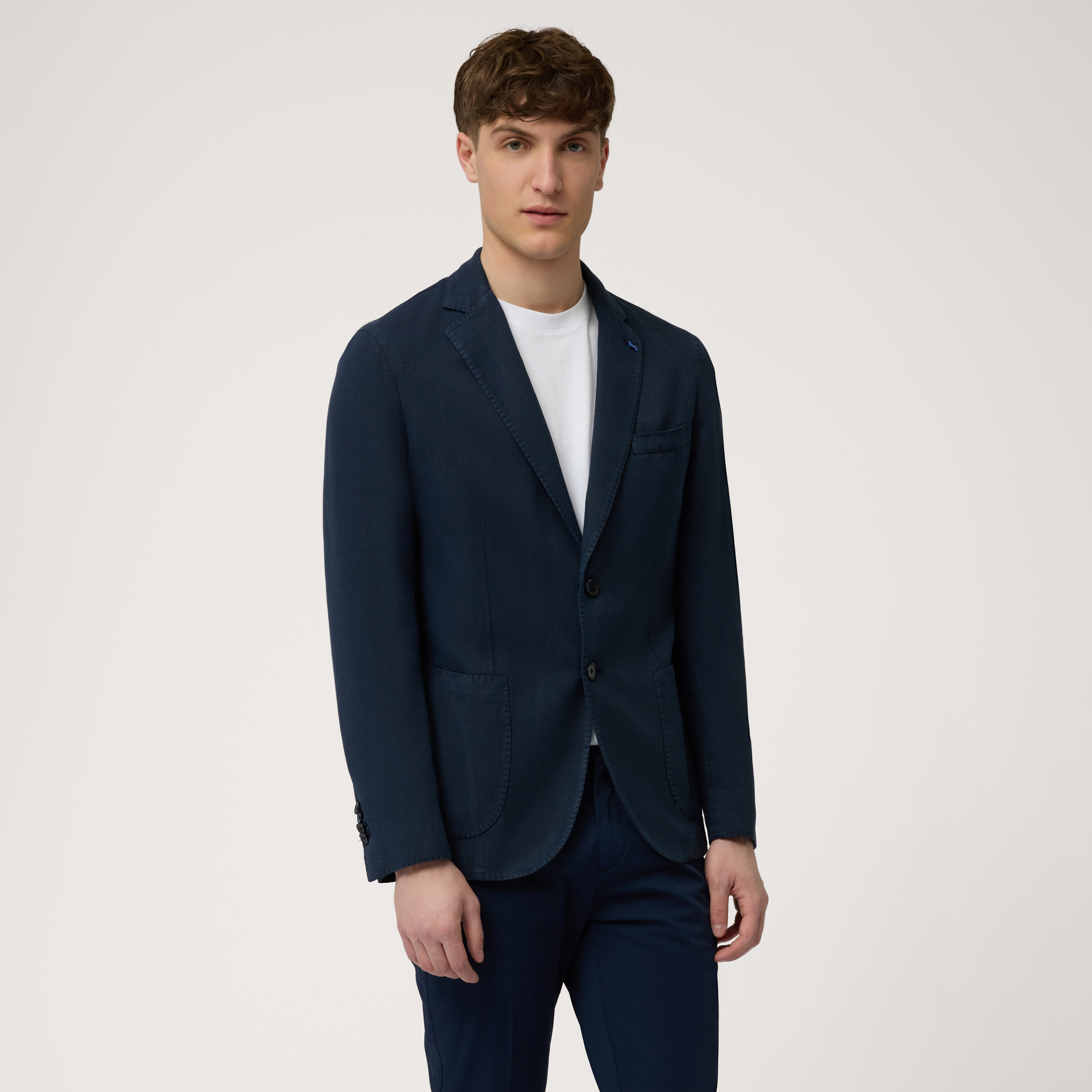 Giacca Misto Cotone, Blu Navy, large