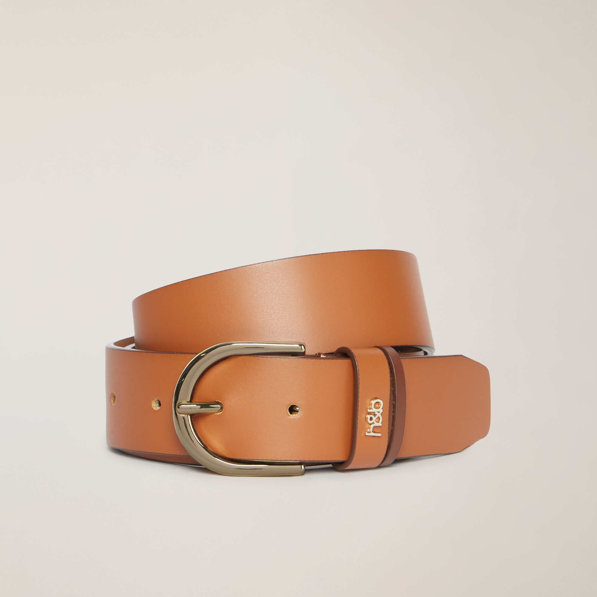 Two-Tone Leather Belt, Beige, large image number 0