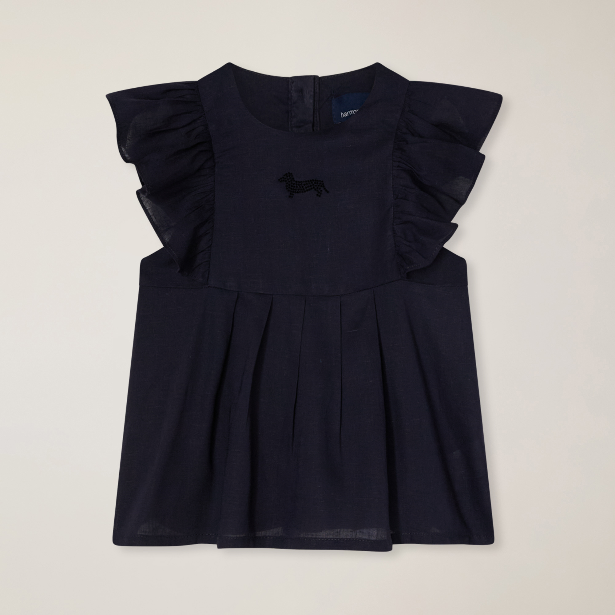 Shirt with ruffles and logo decoration