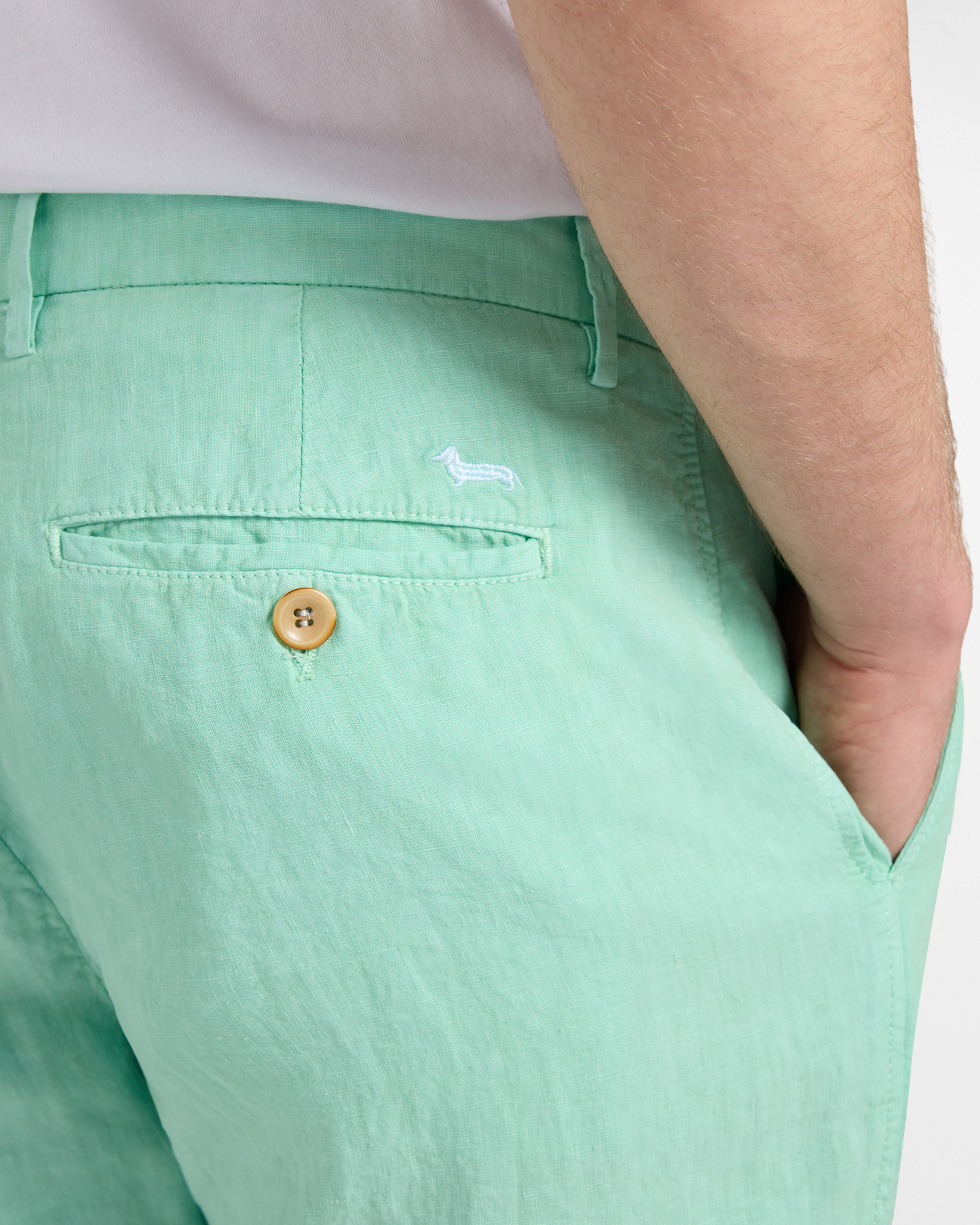 Men's regular-fit linen chino pants, Green, large image number 2