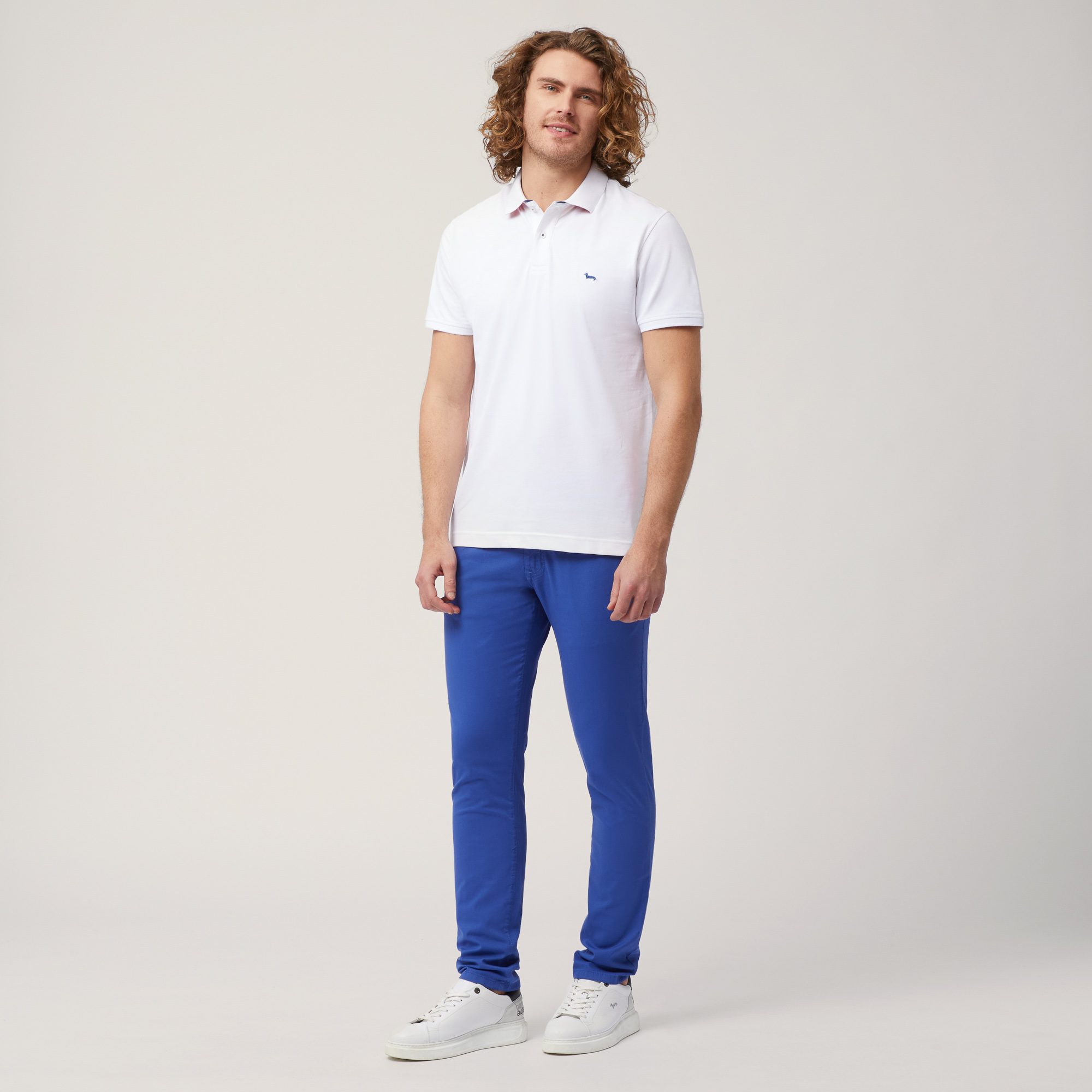 Ribbed Polo with Collar, White, large image number 3