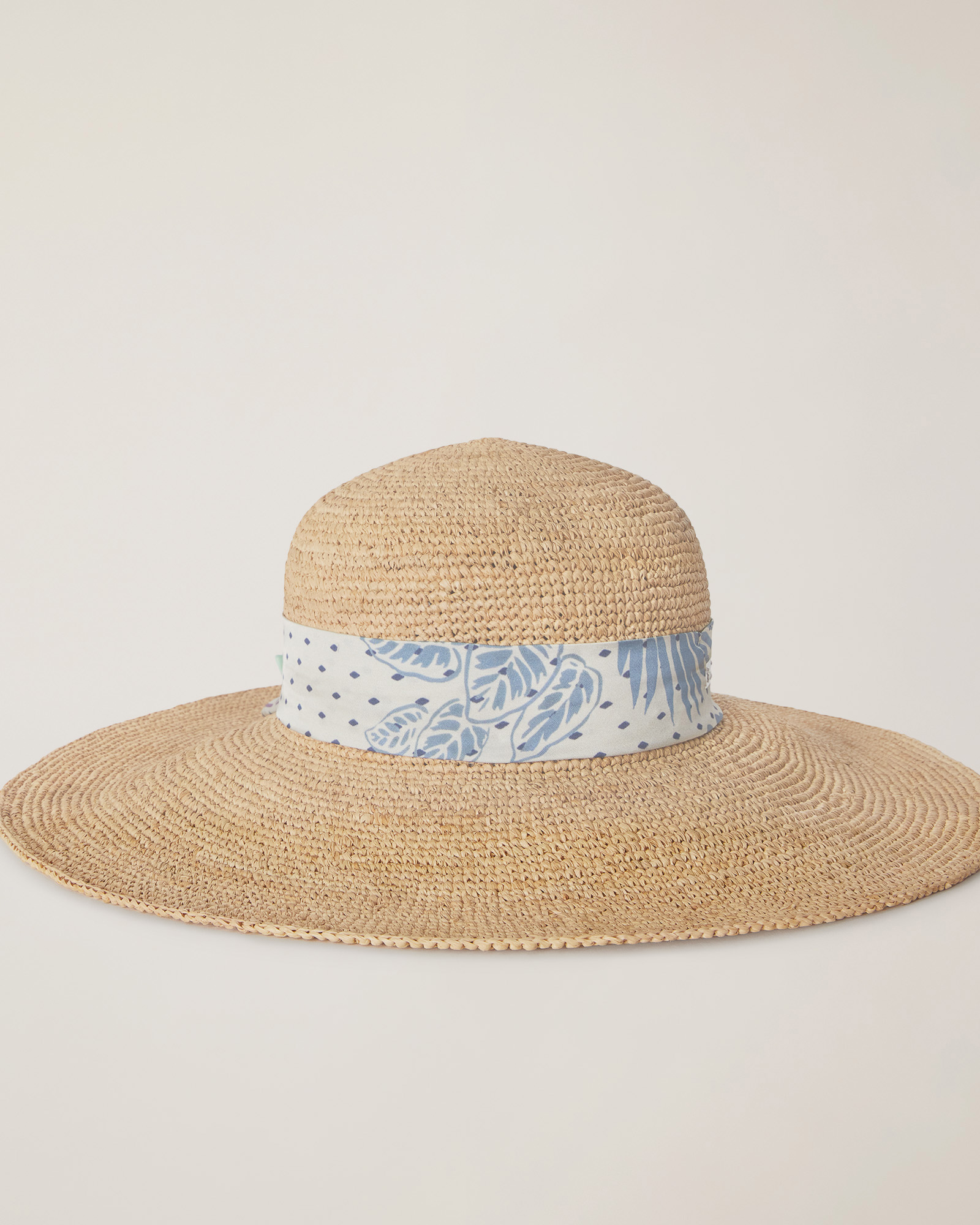 Cappello In Rafia Con Foulard
