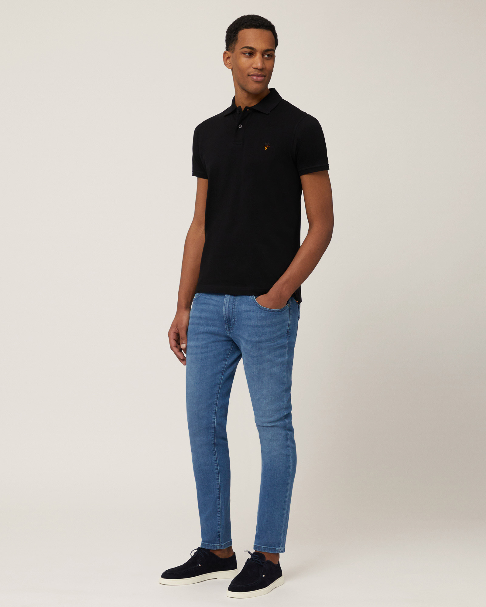 Narrow-Fit Cotton Polo, Black, large image number 3