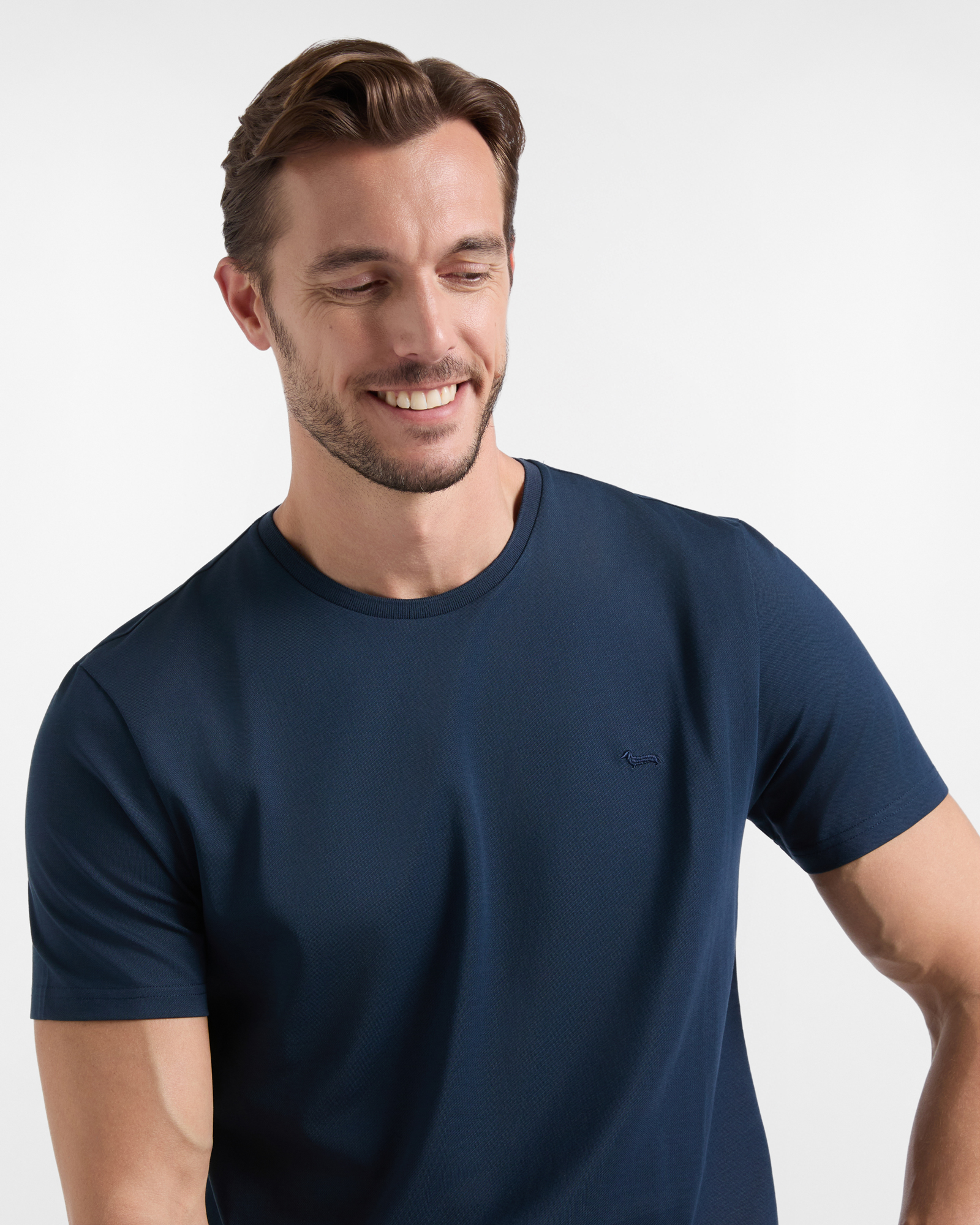 Camiseta de hombre en mezcla de algod&oacute;n y seda corte regular, AZUL MARINO, large image number 2