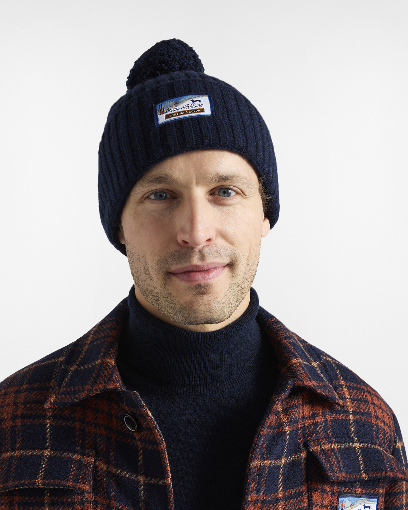 Beanie in Puro Cashmere &ldquo;Cortina a Colori&rdquo;, Blu Marine, large image number 2