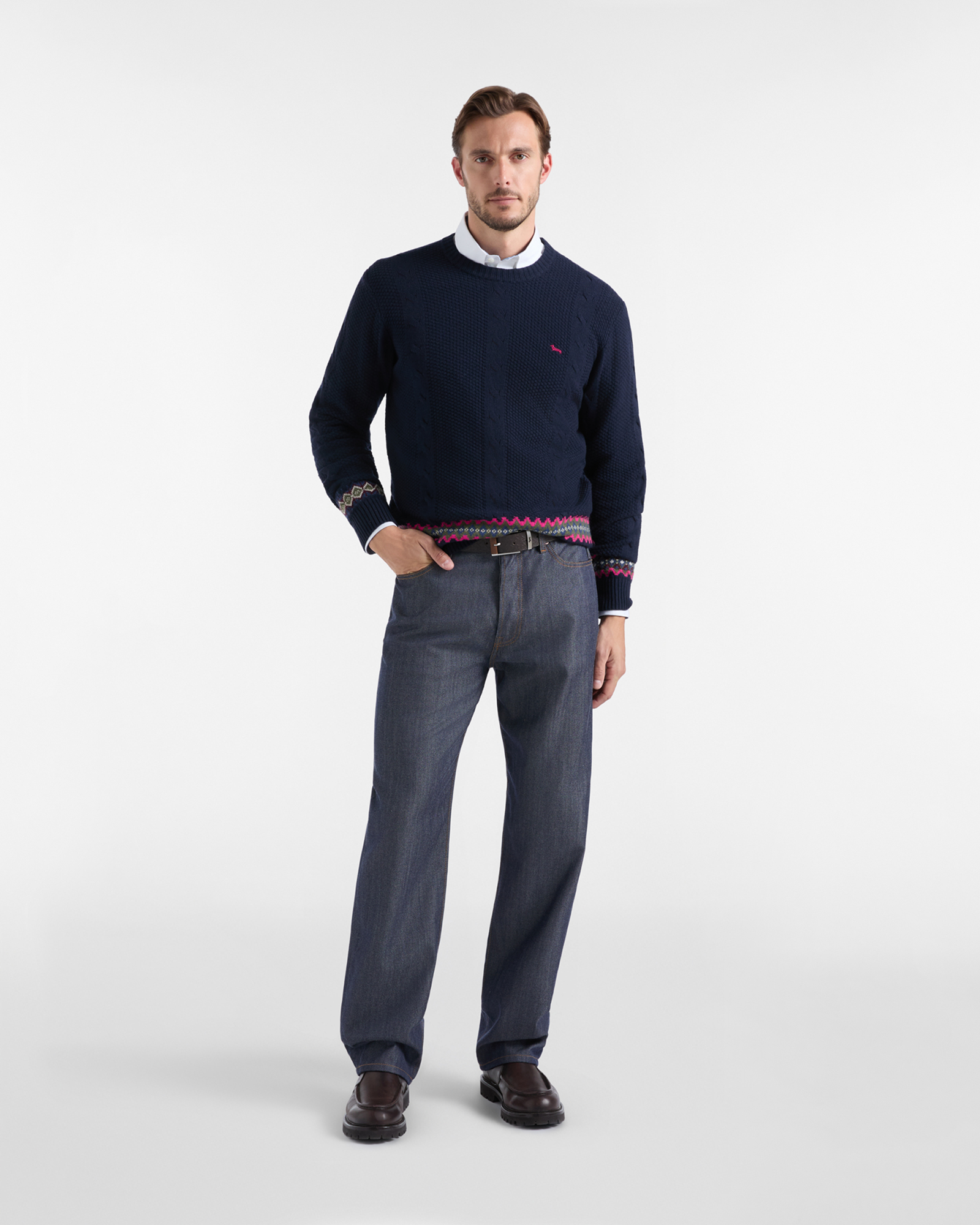 Men's Made in Italy regular fit sweater in wool blend, SPORT BLUE, large