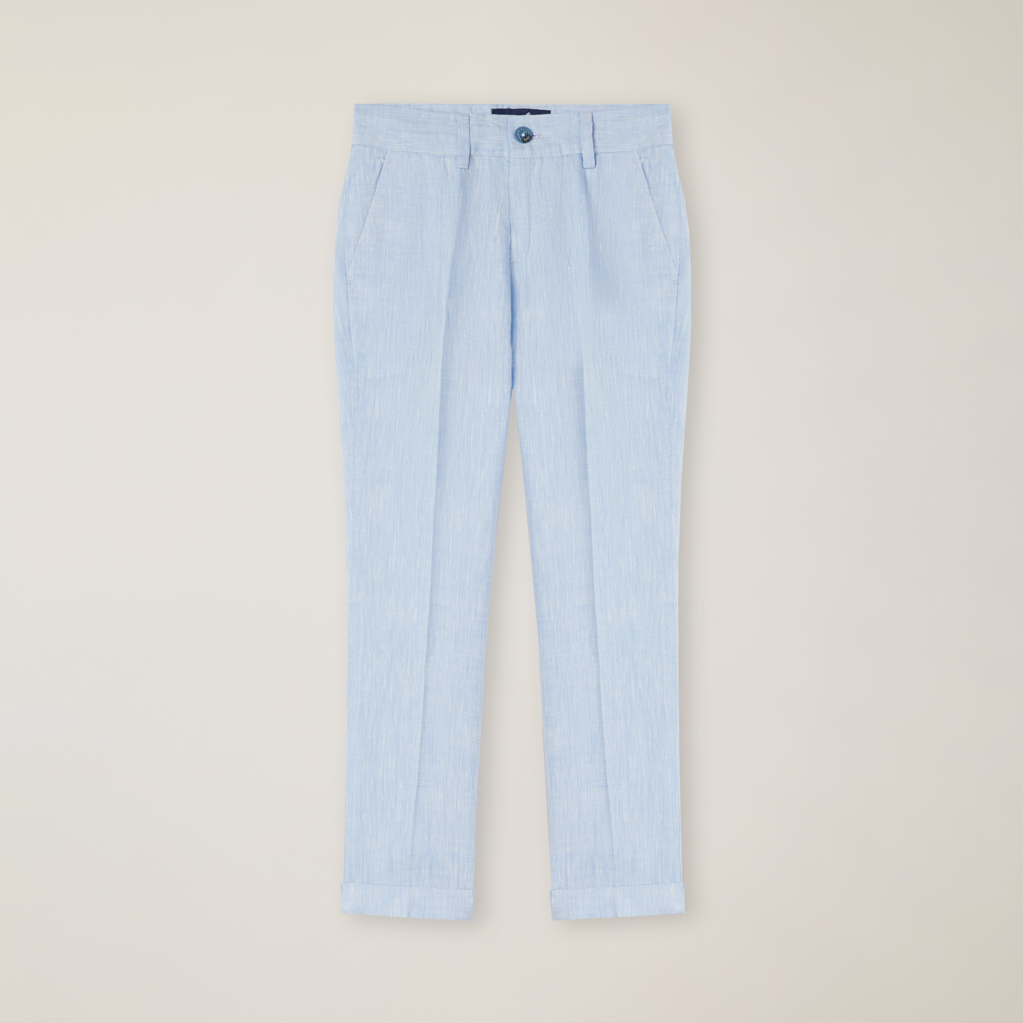 Linen melange slash-pocket pants, PALE SKY BLUE, large image number 0