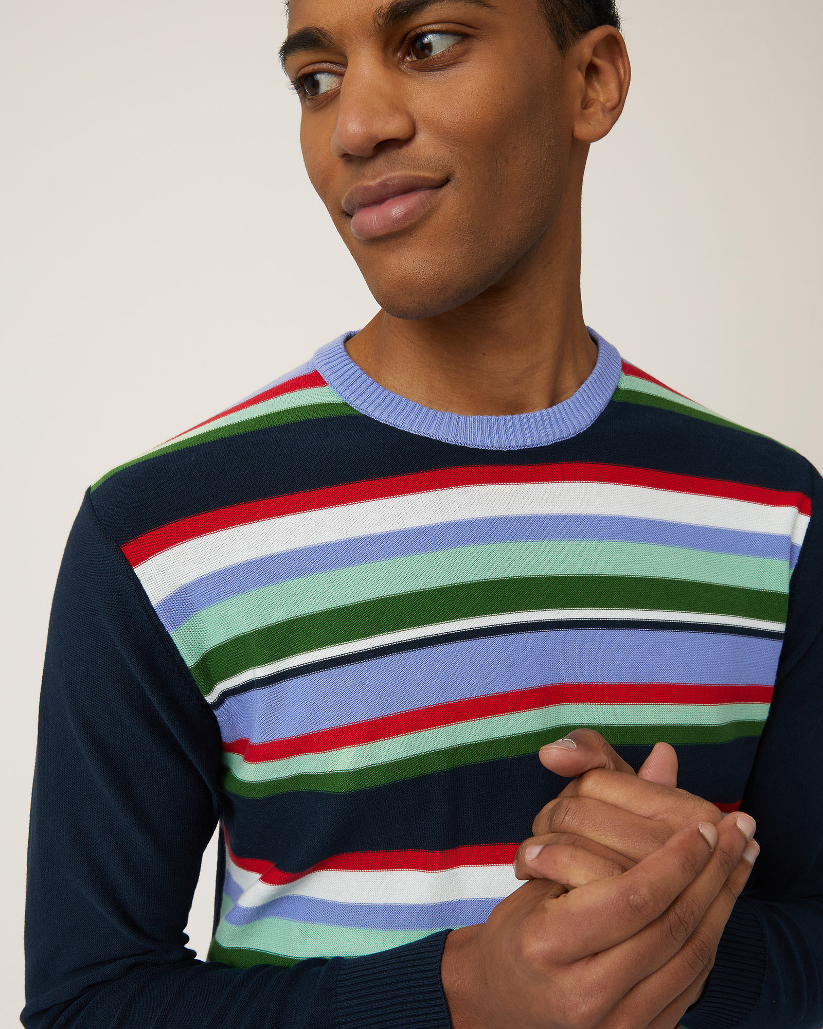 Sweater with Striped Front, Black, large image number 2